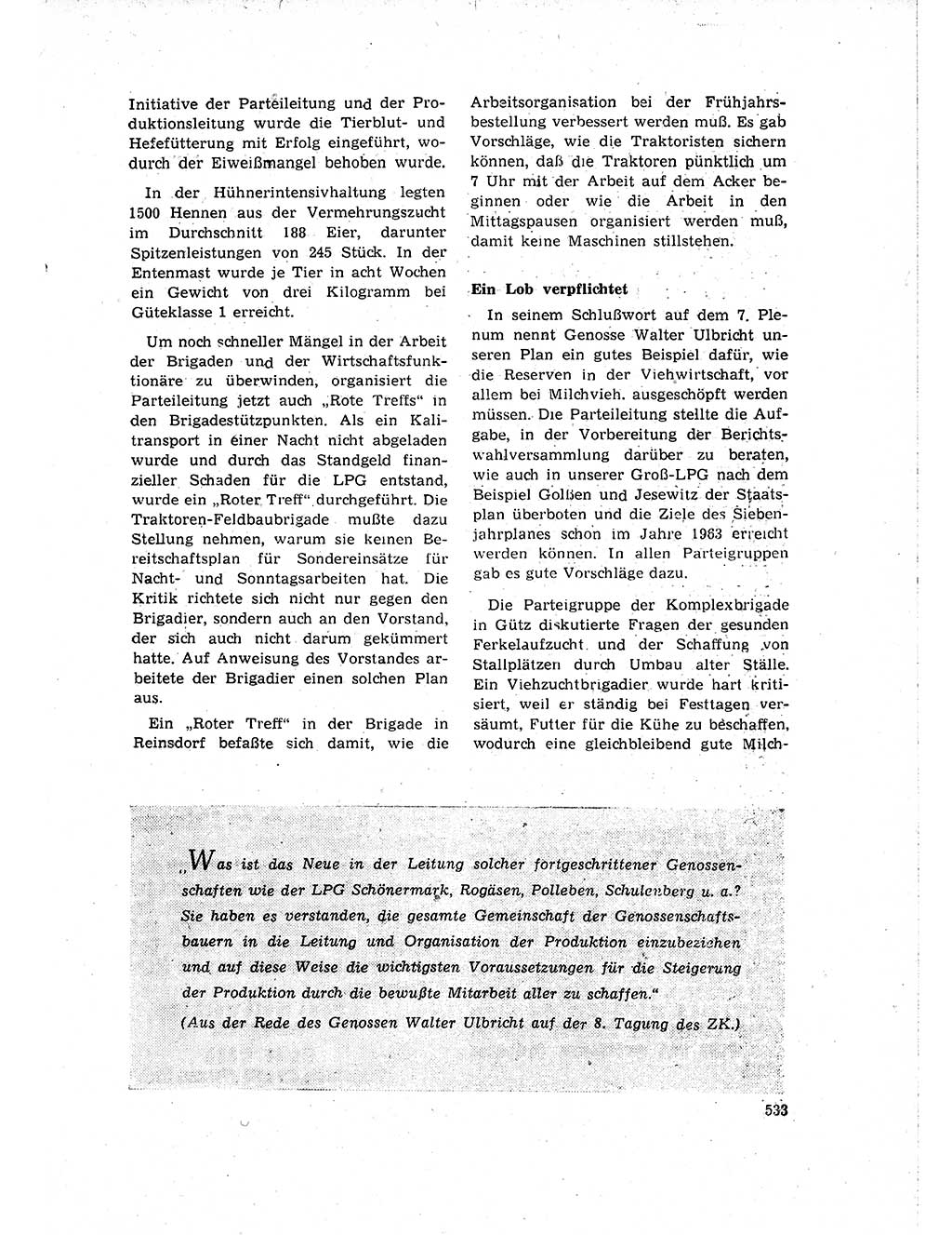 Neuer Weg (NW), Organ des Zentralkomitees (ZK) der SED (Sozialistische Einheitspartei Deutschlands) für Fragen des Parteilebens, 15. Jahrgang [Deutsche Demokratische Republik (DDR)] 1960, Seite 533 (NW ZK SED DDR 1960, S. 533)