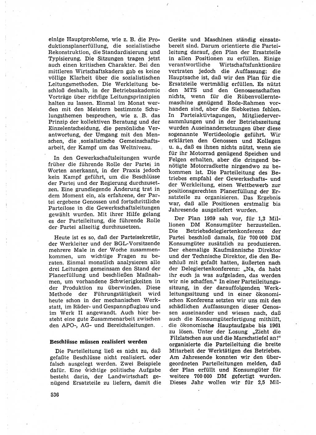 Neuer Weg (NW), Organ des Zentralkomitees (ZK) der SED (Sozialistische Einheitspartei Deutschlands) für Fragen des Parteilebens, 15. Jahrgang [Deutsche Demokratische Republik (DDR)] 1960, Seite 536 (NW ZK SED DDR 1960, S. 536)