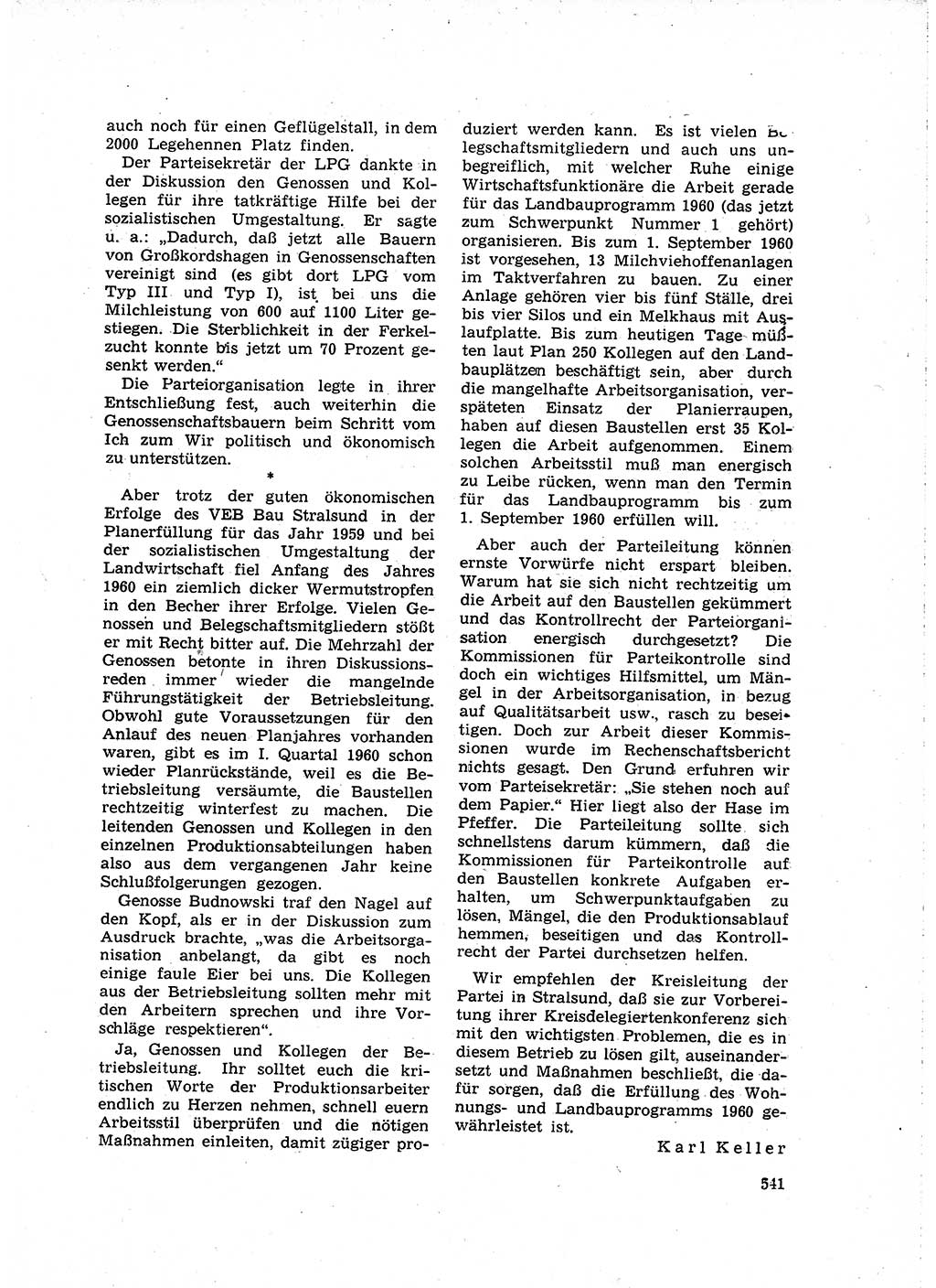 Neuer Weg (NW), Organ des Zentralkomitees (ZK) der SED (Sozialistische Einheitspartei Deutschlands) für Fragen des Parteilebens, 15. Jahrgang [Deutsche Demokratische Republik (DDR)] 1960, Seite 541 (NW ZK SED DDR 1960, S. 541)