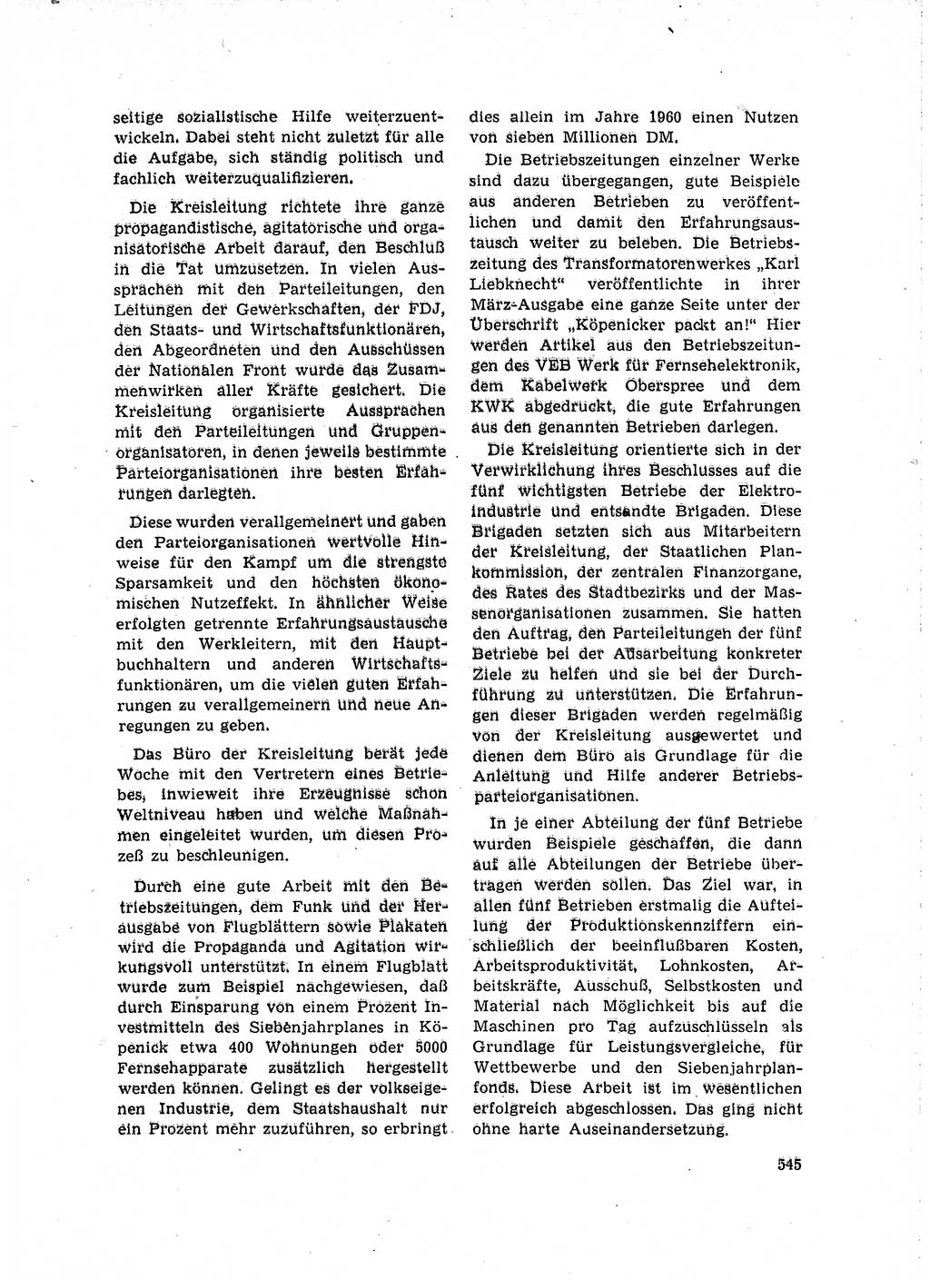 Neuer Weg (NW), Organ des Zentralkomitees (ZK) der SED (Sozialistische Einheitspartei Deutschlands) für Fragen des Parteilebens, 15. Jahrgang [Deutsche Demokratische Republik (DDR)] 1960, Seite 545 (NW ZK SED DDR 1960, S. 545)