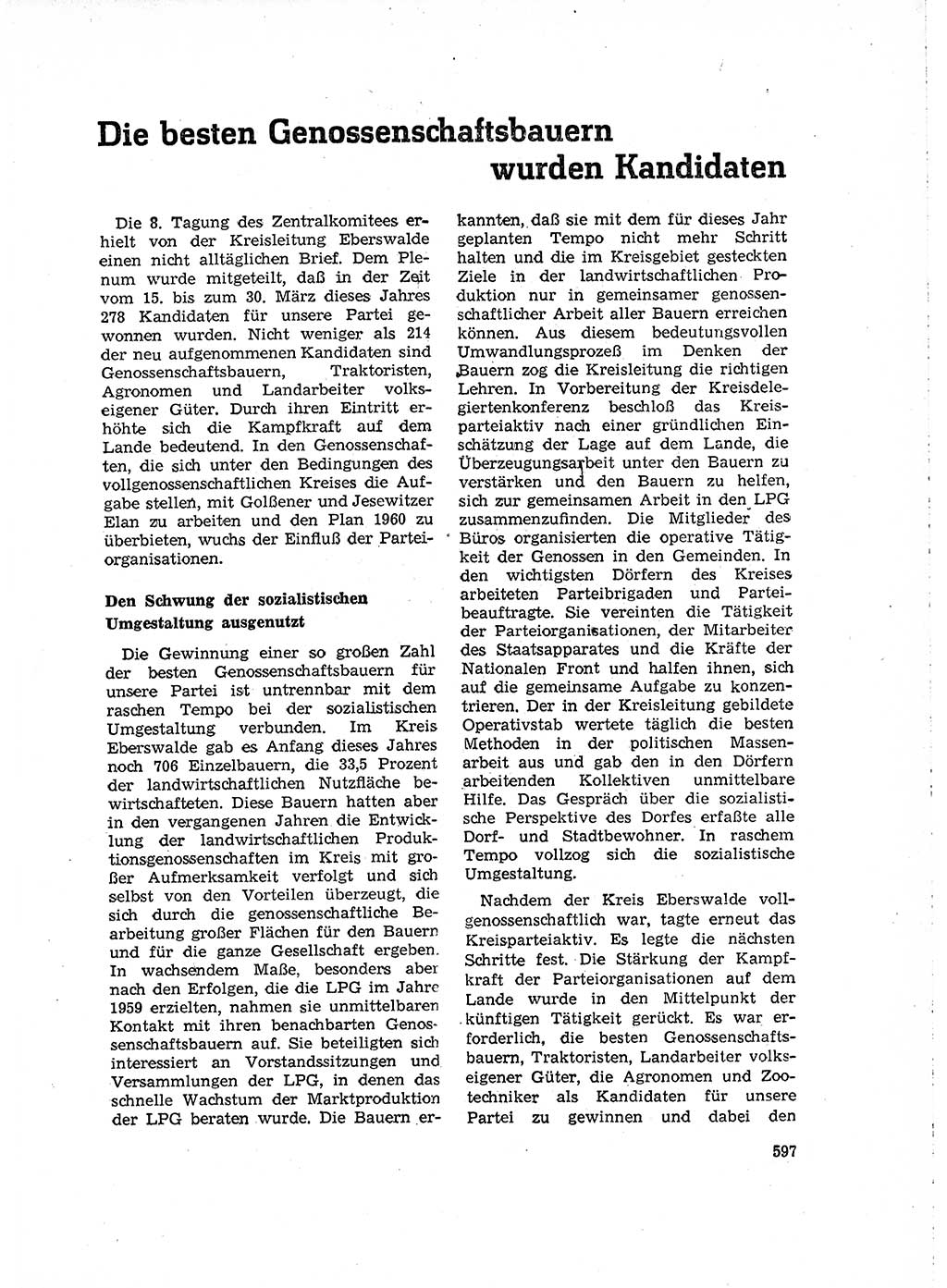 Neuer Weg (NW), Organ des Zentralkomitees (ZK) der SED (Sozialistische Einheitspartei Deutschlands) für Fragen des Parteilebens, 15. Jahrgang [Deutsche Demokratische Republik (DDR)] 1960, Seite 597 (NW ZK SED DDR 1960, S. 597)