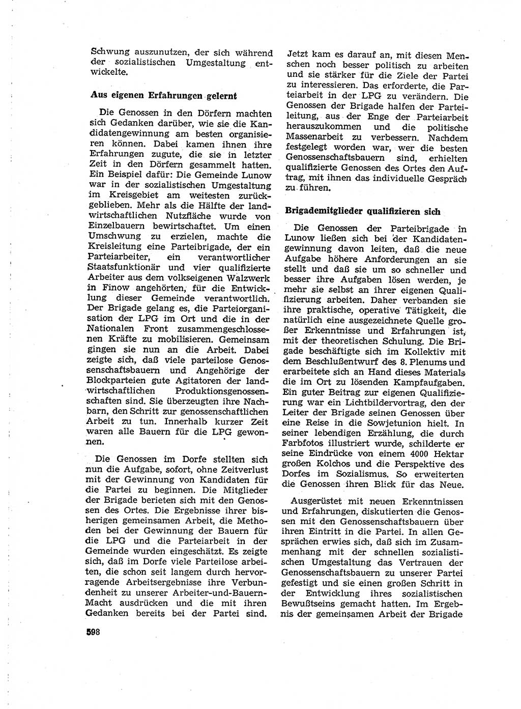 Neuer Weg (NW), Organ des Zentralkomitees (ZK) der SED (Sozialistische Einheitspartei Deutschlands) für Fragen des Parteilebens, 15. Jahrgang [Deutsche Demokratische Republik (DDR)] 1960, Seite 598 (NW ZK SED DDR 1960, S. 598)