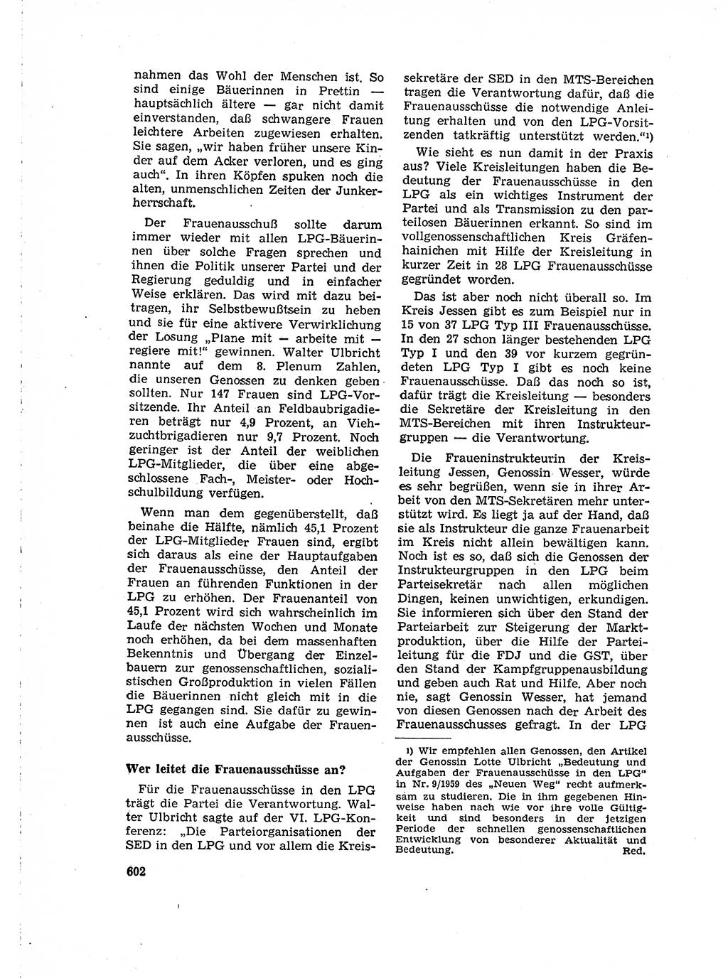 Neuer Weg (NW), Organ des Zentralkomitees (ZK) der SED (Sozialistische Einheitspartei Deutschlands) für Fragen des Parteilebens, 15. Jahrgang [Deutsche Demokratische Republik (DDR)] 1960, Seite 602 (NW ZK SED DDR 1960, S. 602)