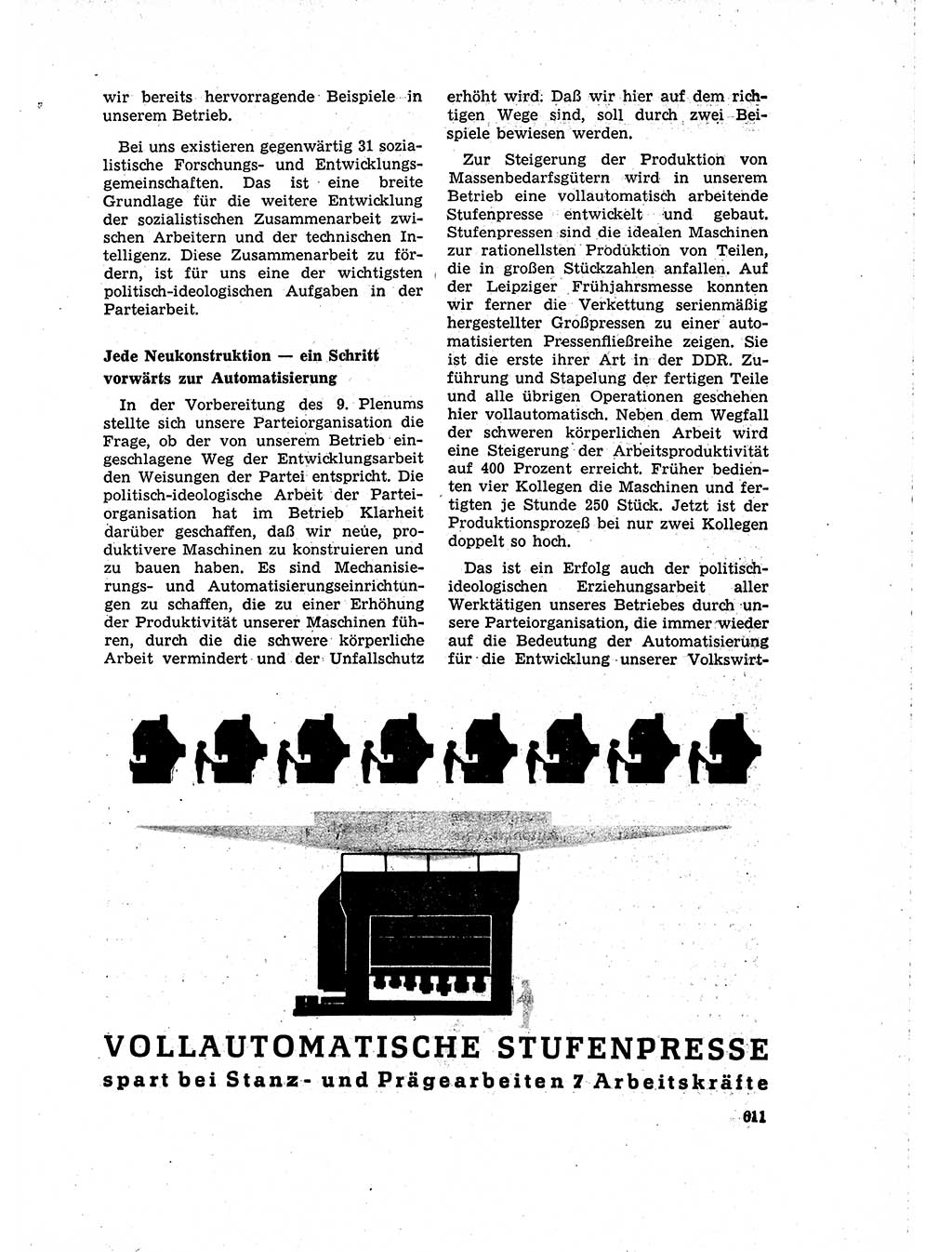 Neuer Weg (NW), Organ des Zentralkomitees (ZK) der SED (Sozialistische Einheitspartei Deutschlands) für Fragen des Parteilebens, 15. Jahrgang [Deutsche Demokratische Republik (DDR)] 1960, Seite 611 (NW ZK SED DDR 1960, S. 611)