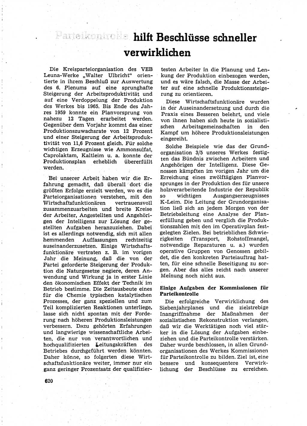Neuer Weg (NW), Organ des Zentralkomitees (ZK) der SED (Sozialistische Einheitspartei Deutschlands) für Fragen des Parteilebens, 15. Jahrgang [Deutsche Demokratische Republik (DDR)] 1960, Seite 620 (NW ZK SED DDR 1960, S. 620)