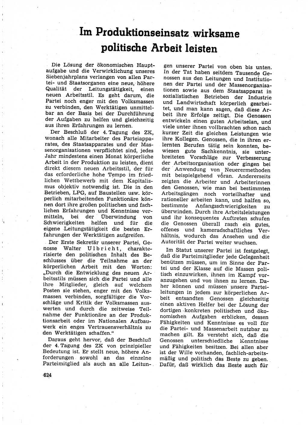 Neuer Weg (NW), Organ des Zentralkomitees (ZK) der SED (Sozialistische Einheitspartei Deutschlands) für Fragen des Parteilebens, 15. Jahrgang [Deutsche Demokratische Republik (DDR)] 1960, Seite 624 (NW ZK SED DDR 1960, S. 624)