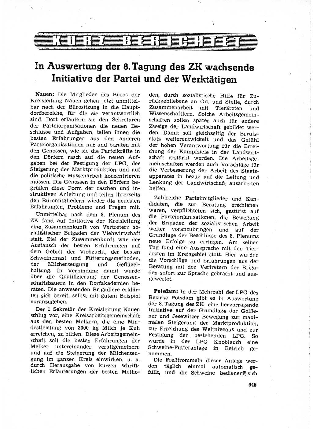 Neuer Weg (NW), Organ des Zentralkomitees (ZK) der SED (Sozialistische Einheitspartei Deutschlands) für Fragen des Parteilebens, 15. Jahrgang [Deutsche Demokratische Republik (DDR)] 1960, Seite 645 (NW ZK SED DDR 1960, S. 645)