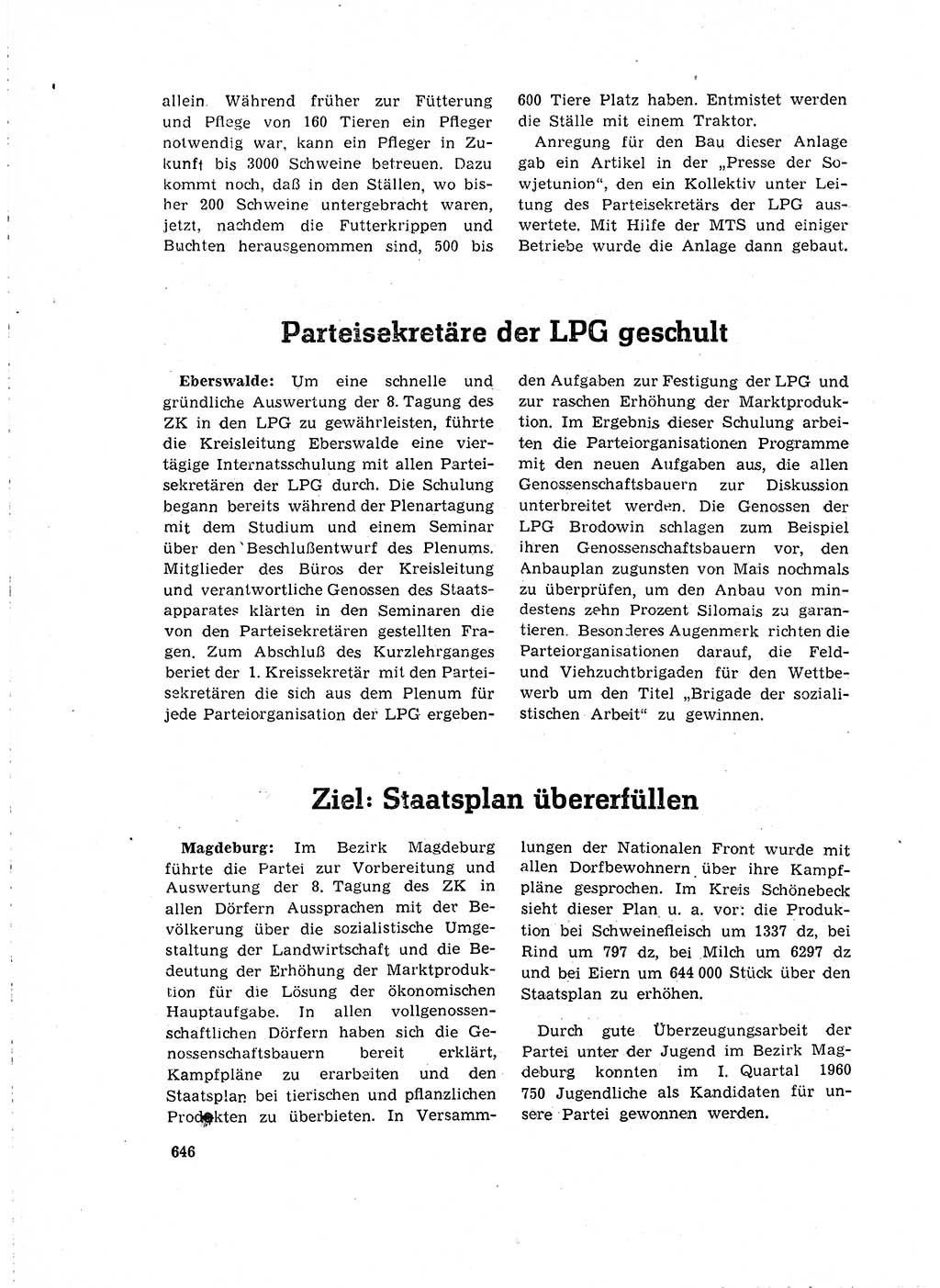 Neuer Weg (NW), Organ des Zentralkomitees (ZK) der SED (Sozialistische Einheitspartei Deutschlands) für Fragen des Parteilebens, 15. Jahrgang [Deutsche Demokratische Republik (DDR)] 1960, Seite 646 (NW ZK SED DDR 1960, S. 646)