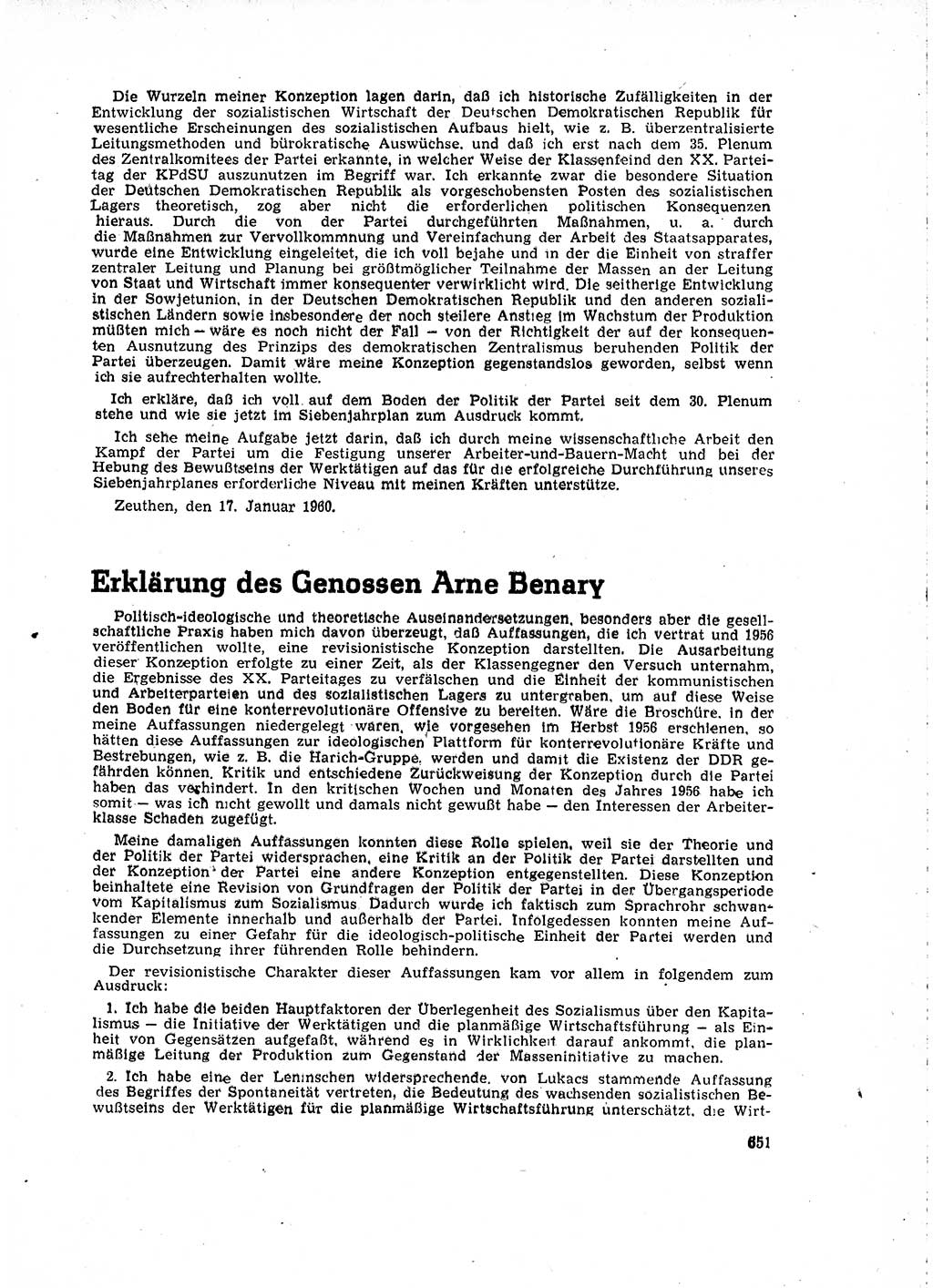 Neuer Weg (NW), Organ des Zentralkomitees (ZK) der SED (Sozialistische Einheitspartei Deutschlands) für Fragen des Parteilebens, 15. Jahrgang [Deutsche Demokratische Republik (DDR)] 1960, Seite 651 (NW ZK SED DDR 1960, S. 651)