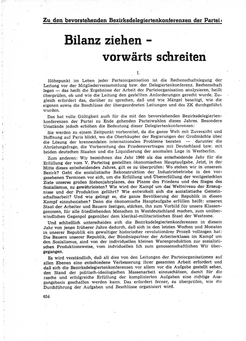 Neuer Weg (NW), Organ des Zentralkomitees (ZK) der SED (Sozialistische Einheitspartei Deutschlands) für Fragen des Parteilebens, 15. Jahrgang [Deutsche Demokratische Republik (DDR)] 1960, Seite 654 (NW ZK SED DDR 1960, S. 654)