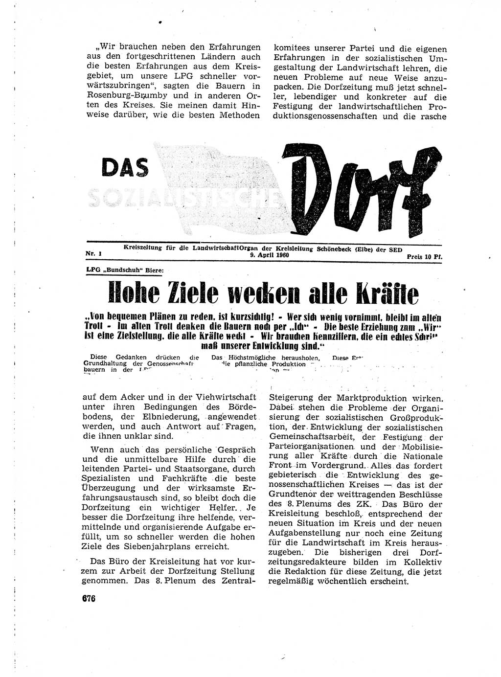 Neuer Weg (NW), Organ des Zentralkomitees (ZK) der SED (Sozialistische Einheitspartei Deutschlands) für Fragen des Parteilebens, 15. Jahrgang [Deutsche Demokratische Republik (DDR)] 1960, Seite 676 (NW ZK SED DDR 1960, S. 676)