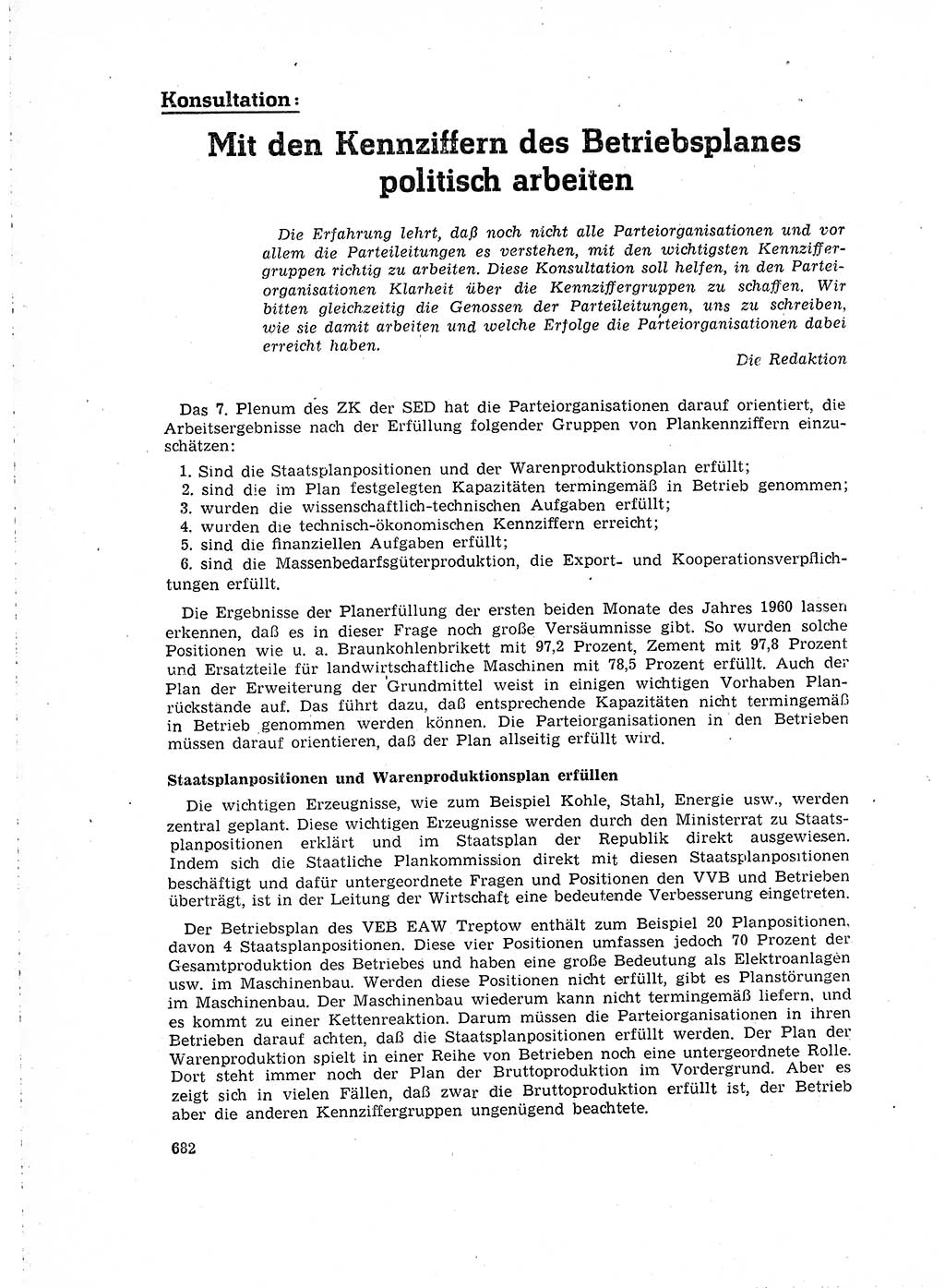 Neuer Weg (NW), Organ des Zentralkomitees (ZK) der SED (Sozialistische Einheitspartei Deutschlands) für Fragen des Parteilebens, 15. Jahrgang [Deutsche Demokratische Republik (DDR)] 1960, Seite 682 (NW ZK SED DDR 1960, S. 682)