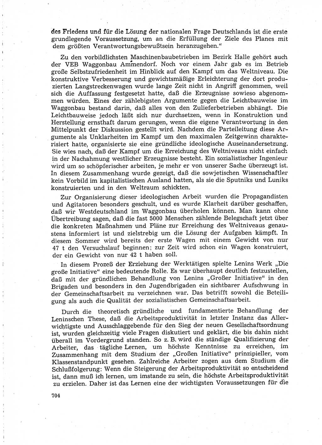 Neuer Weg (NW), Organ des Zentralkomitees (ZK) der SED (Sozialistische Einheitspartei Deutschlands) für Fragen des Parteilebens, 15. Jahrgang [Deutsche Demokratische Republik (DDR)] 1960, Seite 704 (NW ZK SED DDR 1960, S. 704)