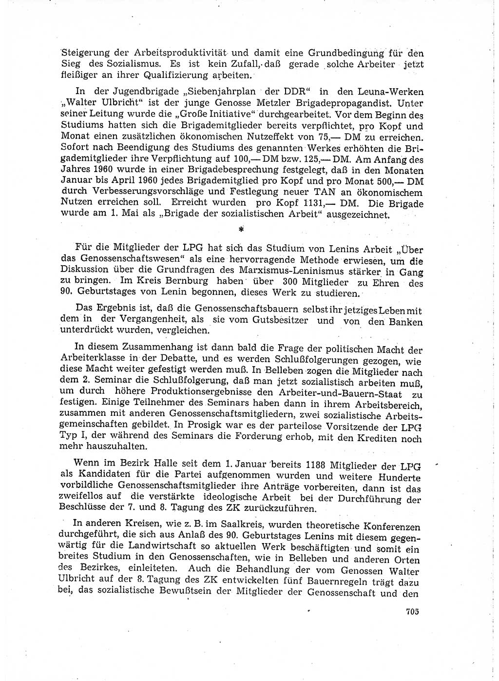 Neuer Weg (NW), Organ des Zentralkomitees (ZK) der SED (Sozialistische Einheitspartei Deutschlands) für Fragen des Parteilebens, 15. Jahrgang [Deutsche Demokratische Republik (DDR)] 1960, Seite 705 (NW ZK SED DDR 1960, S. 705)