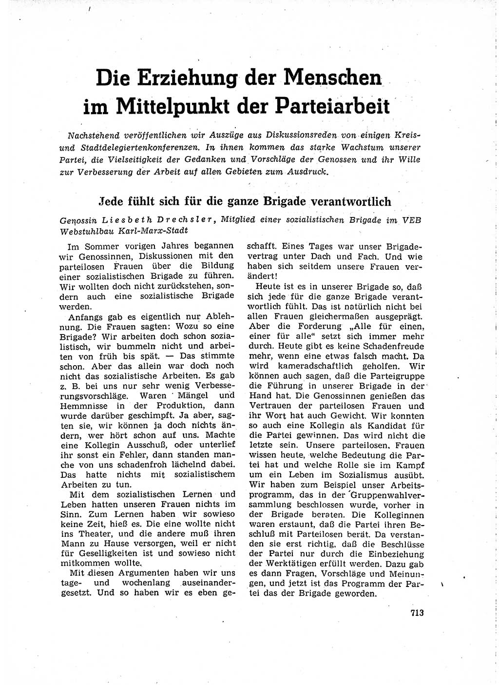 Neuer Weg (NW), Organ des Zentralkomitees (ZK) der SED (Sozialistische Einheitspartei Deutschlands) für Fragen des Parteilebens, 15. Jahrgang [Deutsche Demokratische Republik (DDR)] 1960, Seite 713 (NW ZK SED DDR 1960, S. 713)