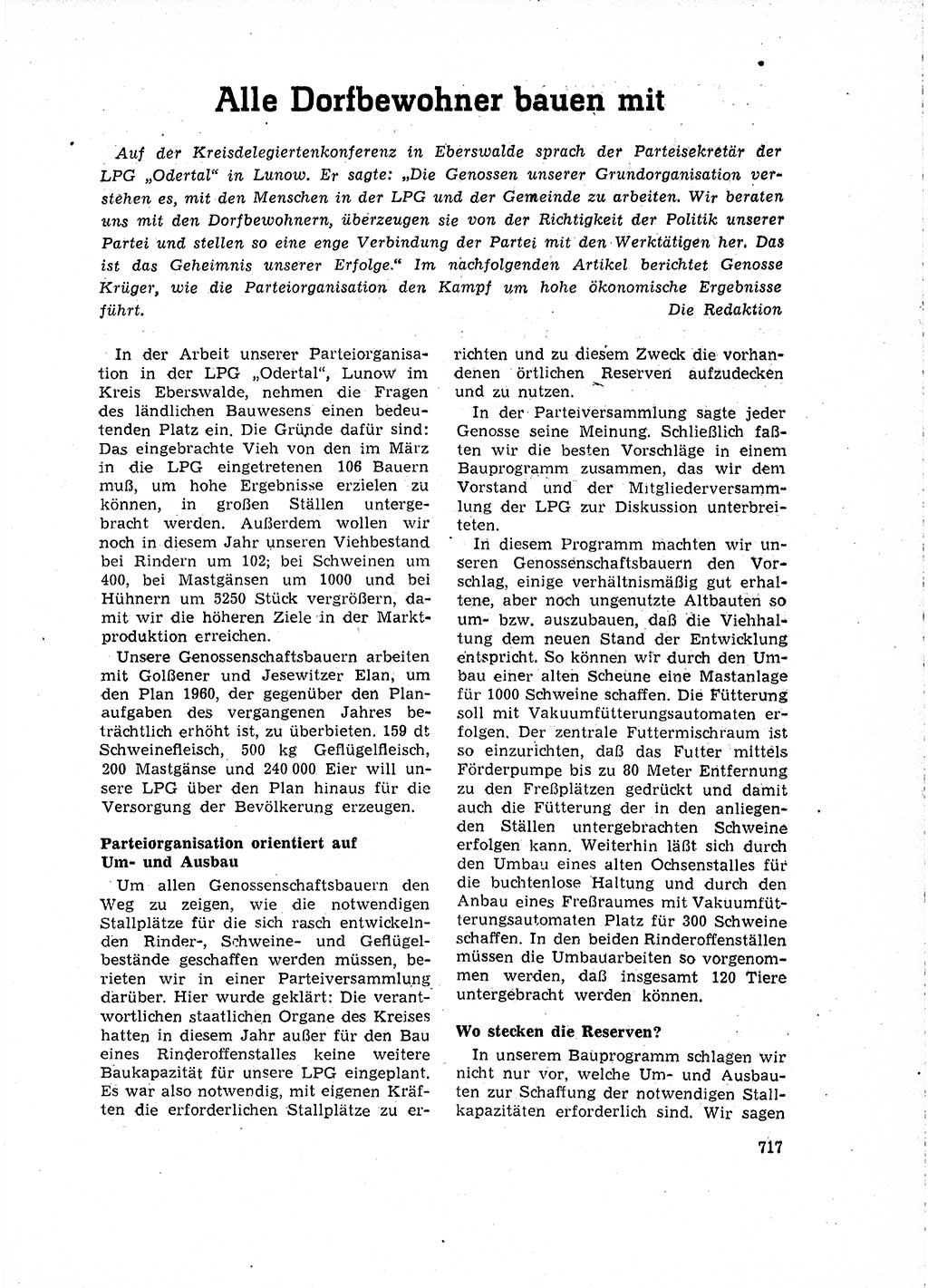 Neuer Weg (NW), Organ des Zentralkomitees (ZK) der SED (Sozialistische Einheitspartei Deutschlands) für Fragen des Parteilebens, 15. Jahrgang [Deutsche Demokratische Republik (DDR)] 1960, Seite 717 (NW ZK SED DDR 1960, S. 717)