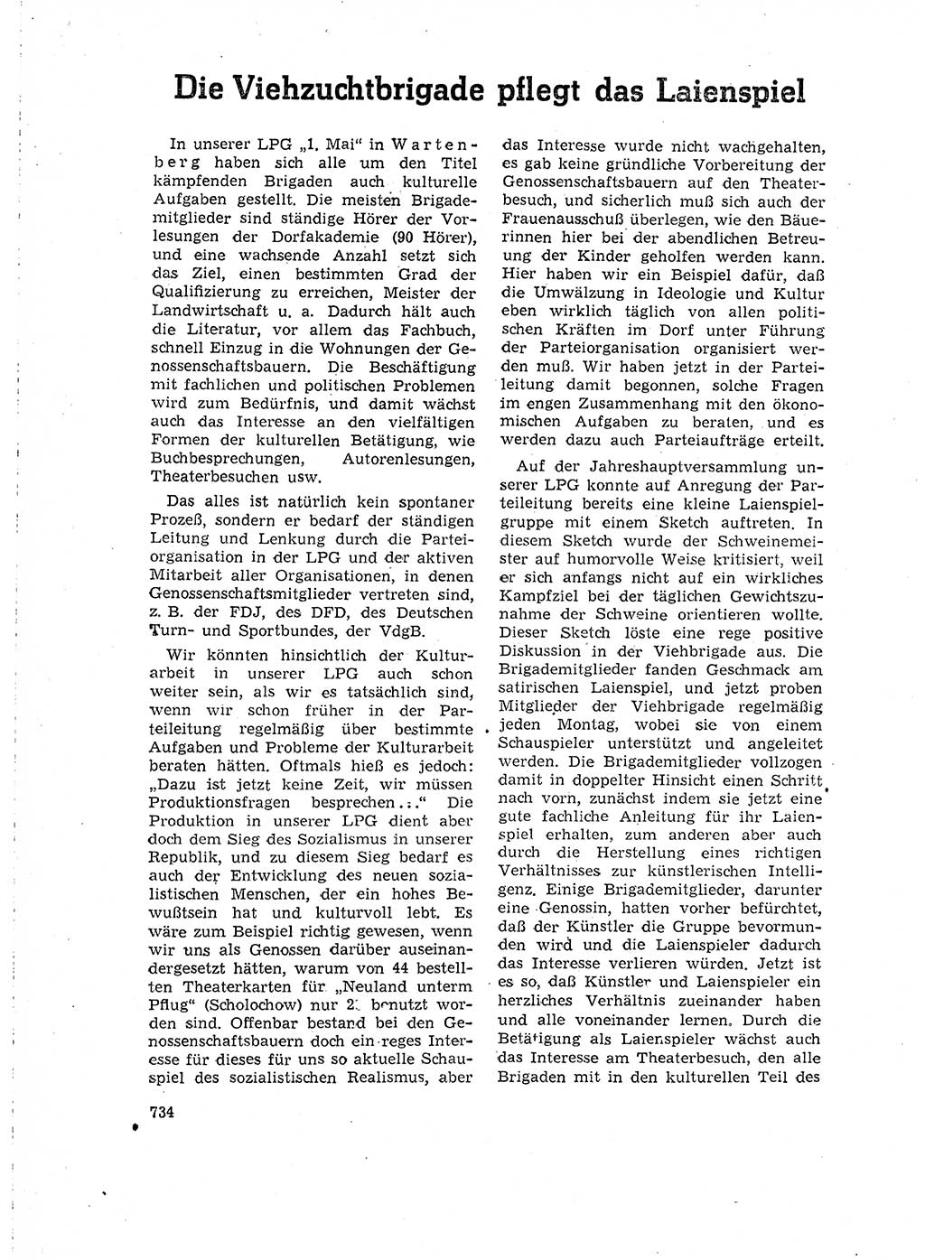 Neuer Weg (NW), Organ des Zentralkomitees (ZK) der SED (Sozialistische Einheitspartei Deutschlands) für Fragen des Parteilebens, 15. Jahrgang [Deutsche Demokratische Republik (DDR)] 1960, Seite 734 (NW ZK SED DDR 1960, S. 734)