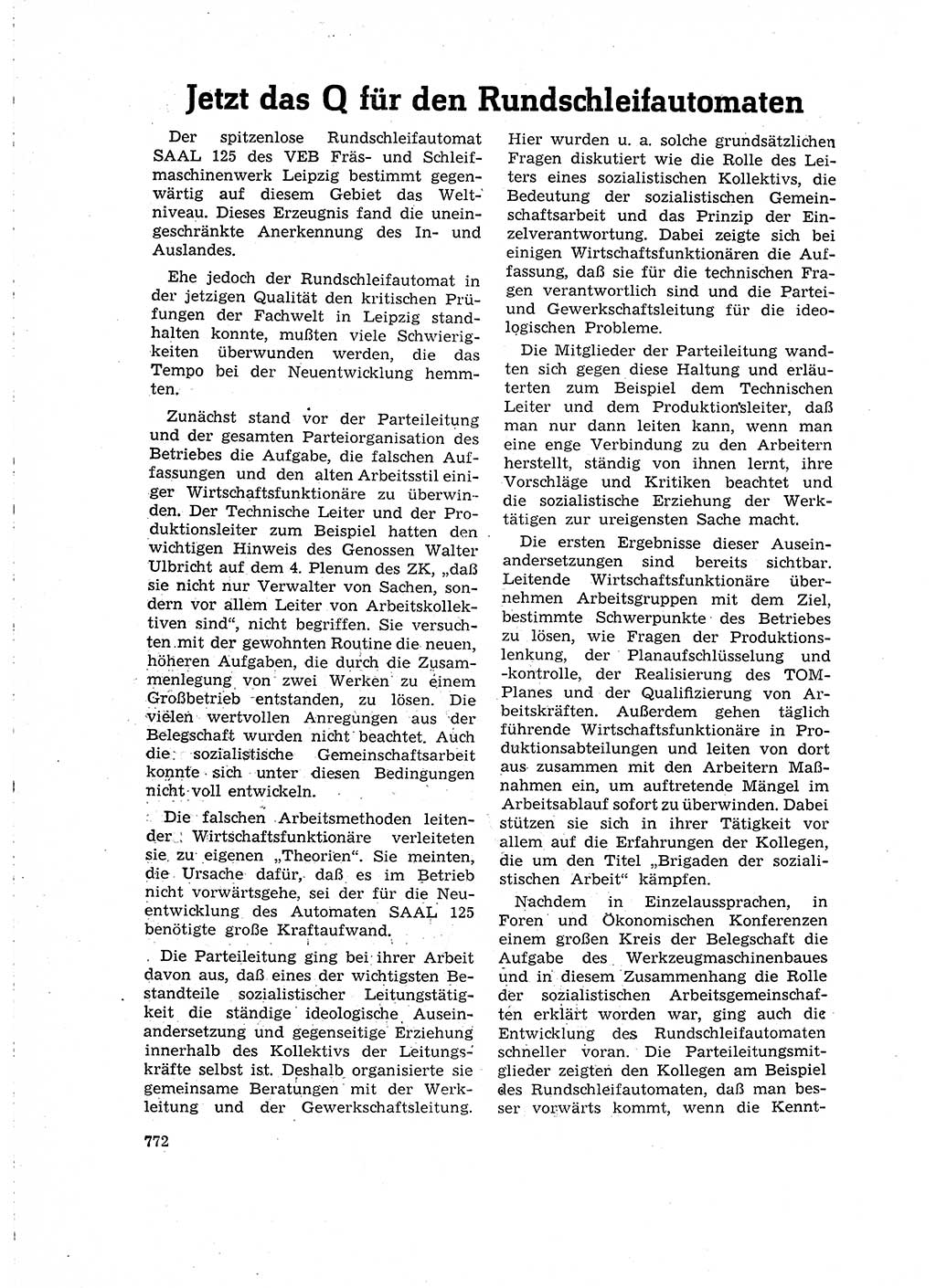 Neuer Weg (NW), Organ des Zentralkomitees (ZK) der SED (Sozialistische Einheitspartei Deutschlands) für Fragen des Parteilebens, 15. Jahrgang [Deutsche Demokratische Republik (DDR)] 1960, Seite 772 (NW ZK SED DDR 1960, S. 772)