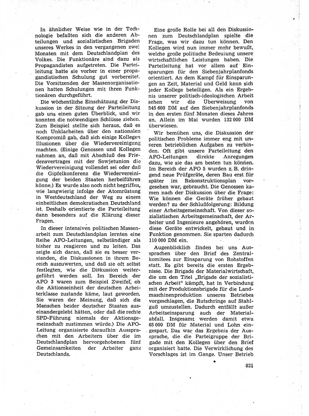 Neuer Weg (NW), Organ des Zentralkomitees (ZK) der SED (Sozialistische Einheitspartei Deutschlands) für Fragen des Parteilebens, 15. Jahrgang [Deutsche Demokratische Republik (DDR)] 1960, Seite 821 (NW ZK SED DDR 1960, S. 821)