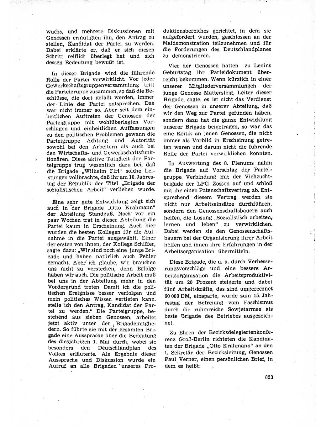 Neuer Weg (NW), Organ des Zentralkomitees (ZK) der SED (Sozialistische Einheitspartei Deutschlands) für Fragen des Parteilebens, 15. Jahrgang [Deutsche Demokratische Republik (DDR)] 1960, Seite 823 (NW ZK SED DDR 1960, S. 823)