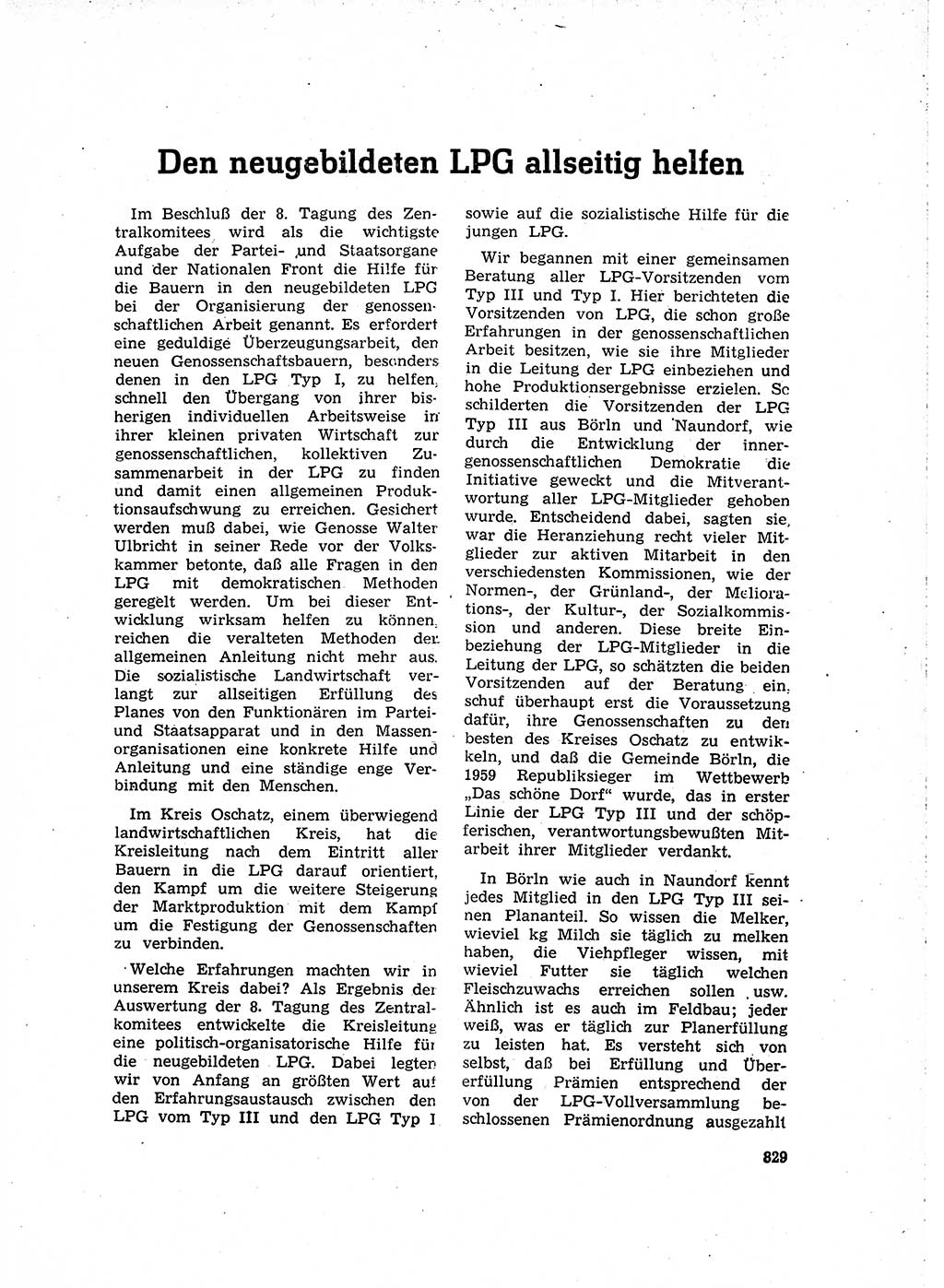 Neuer Weg (NW), Organ des Zentralkomitees (ZK) der SED (Sozialistische Einheitspartei Deutschlands) für Fragen des Parteilebens, 15. Jahrgang [Deutsche Demokratische Republik (DDR)] 1960, Seite 829 (NW ZK SED DDR 1960, S. 829)