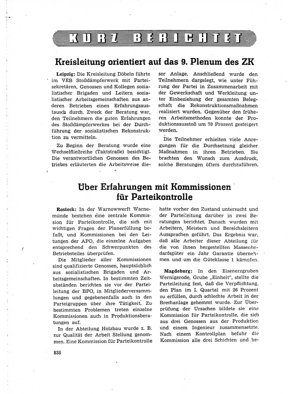 Neuer Weg (NW), Organ des Zentralkomitees (ZK) der SED (Sozialistische Einheitspartei Deutschlands) für Fragen des Parteilebens, 15. Jahrgang [Deutsche Demokratische Republik (DDR)] 1960, Seite 838 (NW ZK SED DDR 1960, S. 838)