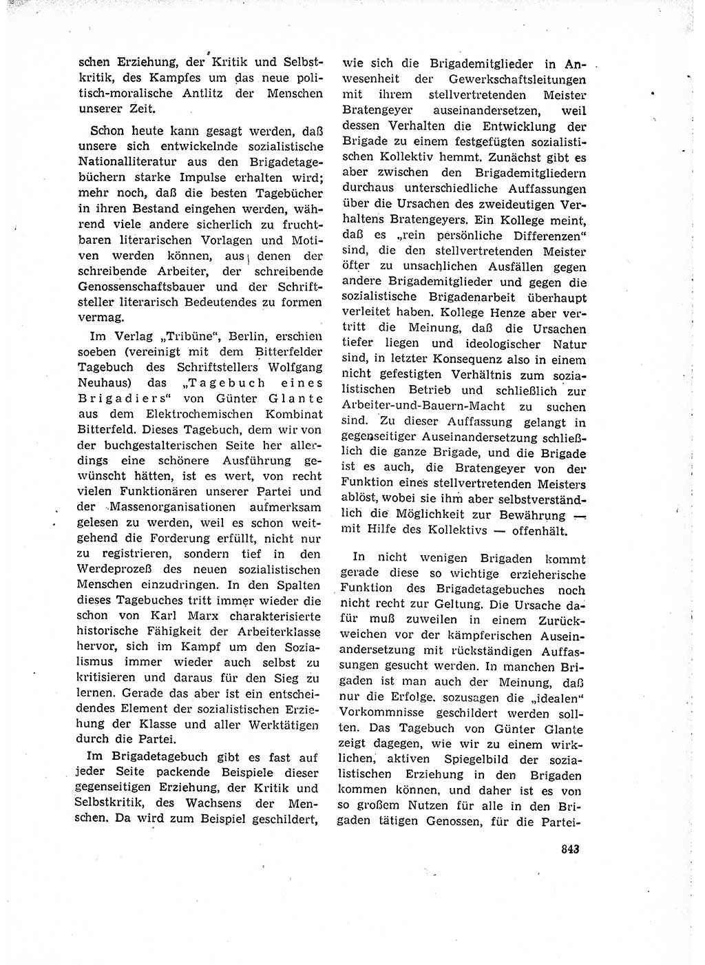 Neuer Weg (NW), Organ des Zentralkomitees (ZK) der SED (Sozialistische Einheitspartei Deutschlands) für Fragen des Parteilebens, 15. Jahrgang [Deutsche Demokratische Republik (DDR)] 1960, Seite 843 (NW ZK SED DDR 1960, S. 843)