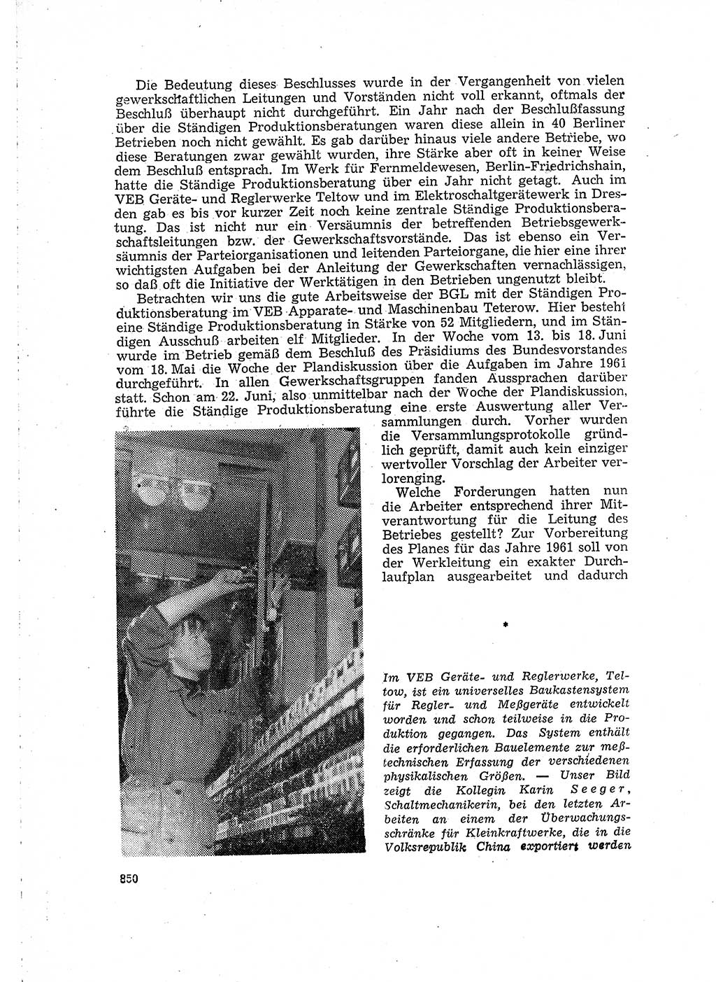 Neuer Weg (NW), Organ des Zentralkomitees (ZK) der SED (Sozialistische Einheitspartei Deutschlands) für Fragen des Parteilebens, 15. Jahrgang [Deutsche Demokratische Republik (DDR)] 1960, Seite 850 (NW ZK SED DDR 1960, S. 850)