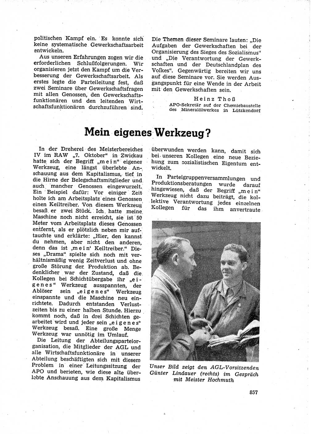 Neuer Weg (NW), Organ des Zentralkomitees (ZK) der SED (Sozialistische Einheitspartei Deutschlands) für Fragen des Parteilebens, 15. Jahrgang [Deutsche Demokratische Republik (DDR)] 1960, Seite 857 (NW ZK SED DDR 1960, S. 857)