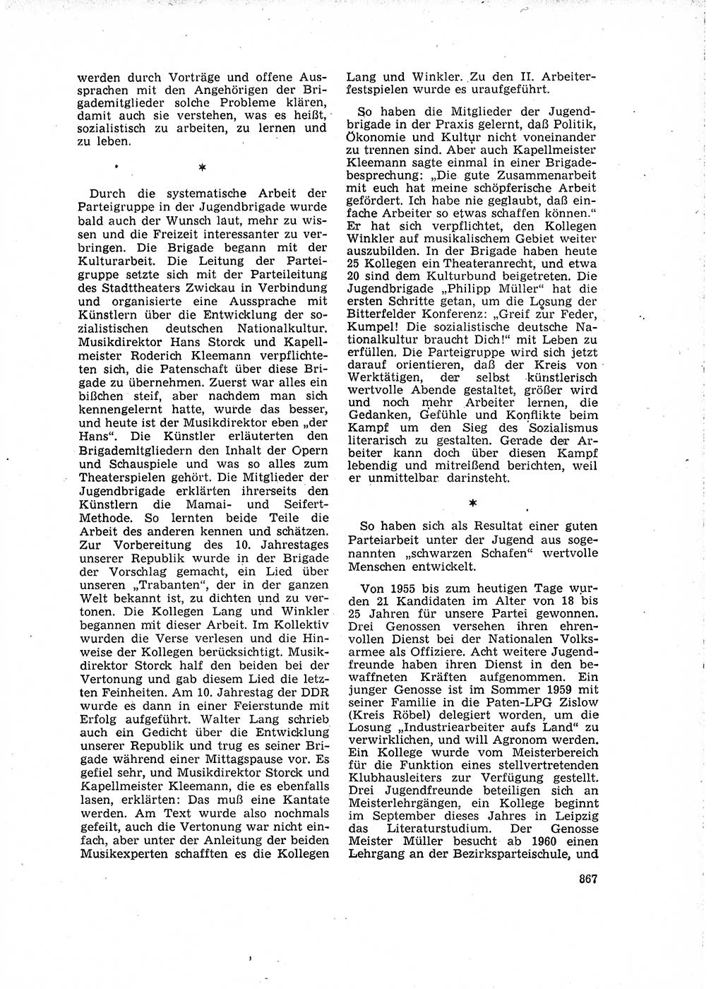 Neuer Weg (NW), Organ des Zentralkomitees (ZK) der SED (Sozialistische Einheitspartei Deutschlands) für Fragen des Parteilebens, 15. Jahrgang [Deutsche Demokratische Republik (DDR)] 1960, Seite 867 (NW ZK SED DDR 1960, S. 867)