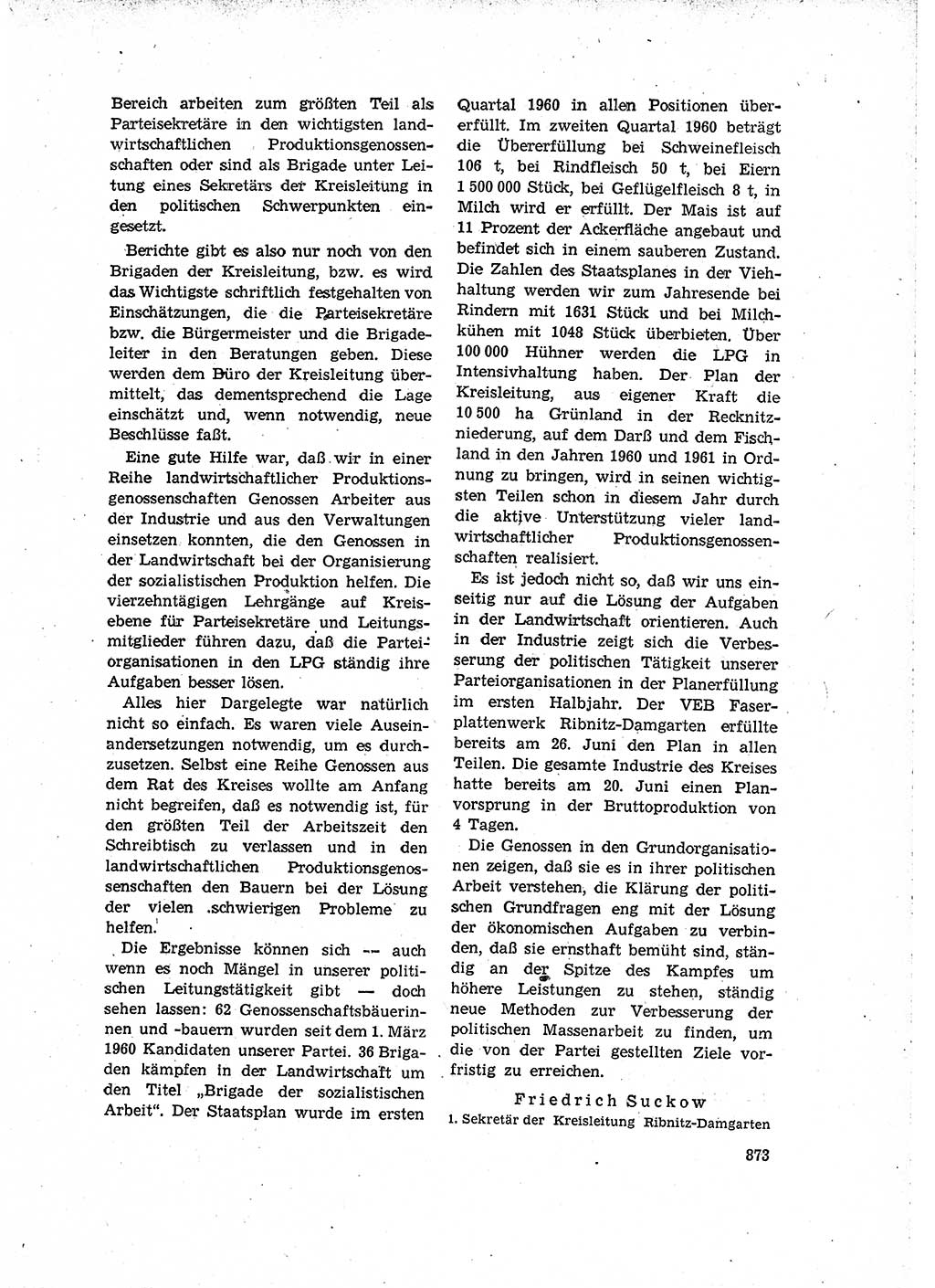 Neuer Weg (NW), Organ des Zentralkomitees (ZK) der SED (Sozialistische Einheitspartei Deutschlands) für Fragen des Parteilebens, 15. Jahrgang [Deutsche Demokratische Republik (DDR)] 1960, Seite 873 (NW ZK SED DDR 1960, S. 873)
