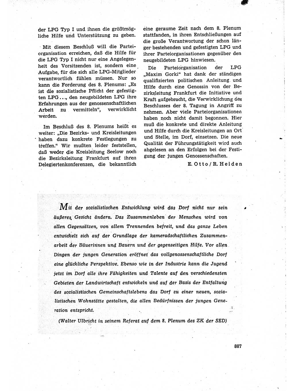 Neuer Weg (NW), Organ des Zentralkomitees (ZK) der SED (Sozialistische Einheitspartei Deutschlands) für Fragen des Parteilebens, 15. Jahrgang [Deutsche Demokratische Republik (DDR)] 1960, Seite 887 (NW ZK SED DDR 1960, S. 887)