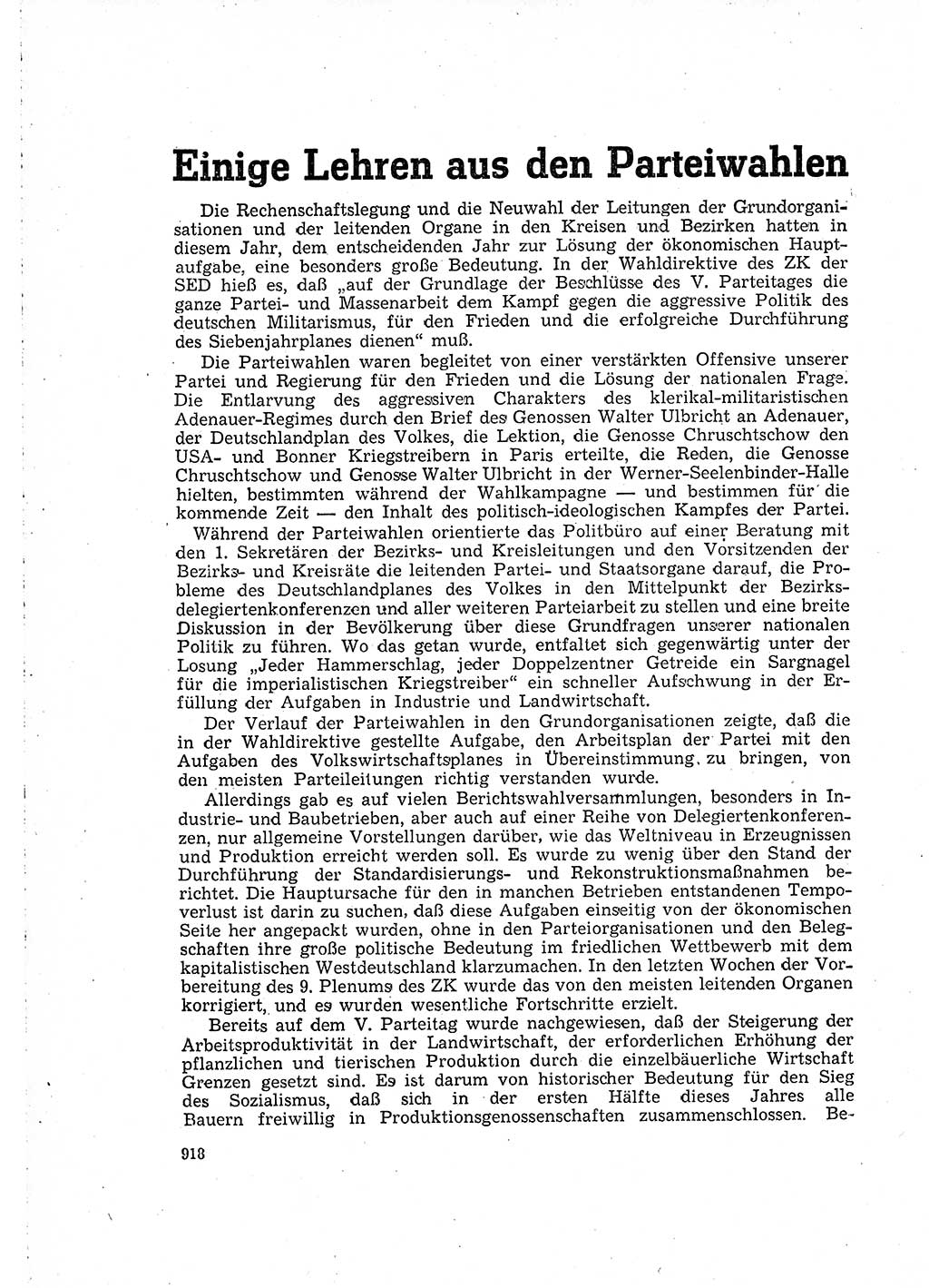 Neuer Weg (NW), Organ des Zentralkomitees (ZK) der SED (Sozialistische Einheitspartei Deutschlands) für Fragen des Parteilebens, 15. Jahrgang [Deutsche Demokratische Republik (DDR)] 1960, Seite 918 (NW ZK SED DDR 1960, S. 918)