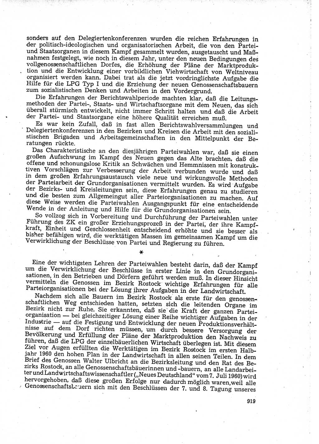 Neuer Weg (NW), Organ des Zentralkomitees (ZK) der SED (Sozialistische Einheitspartei Deutschlands) für Fragen des Parteilebens, 15. Jahrgang [Deutsche Demokratische Republik (DDR)] 1960, Seite 919 (NW ZK SED DDR 1960, S. 919)