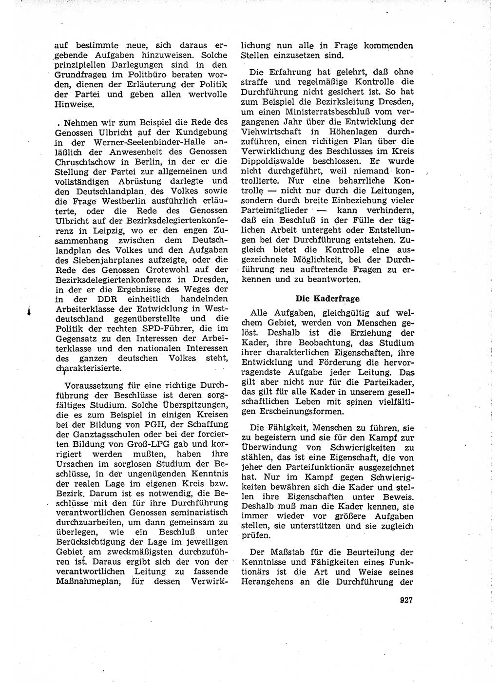 Neuer Weg (NW), Organ des Zentralkomitees (ZK) der SED (Sozialistische Einheitspartei Deutschlands) für Fragen des Parteilebens, 15. Jahrgang [Deutsche Demokratische Republik (DDR)] 1960, Seite 927 (NW ZK SED DDR 1960, S. 927)