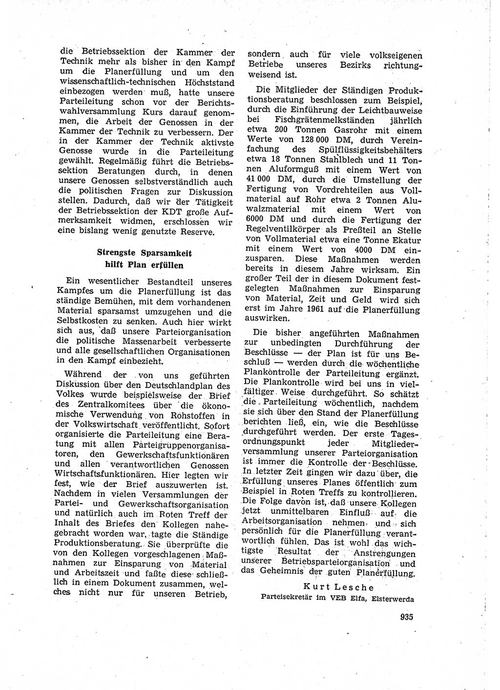 Neuer Weg (NW), Organ des Zentralkomitees (ZK) der SED (Sozialistische Einheitspartei Deutschlands) für Fragen des Parteilebens, 15. Jahrgang [Deutsche Demokratische Republik (DDR)] 1960, Seite 935 (NW ZK SED DDR 1960, S. 935)