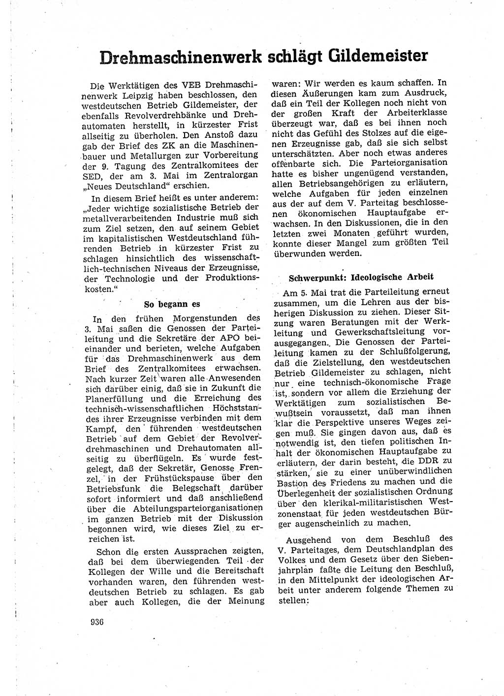 Neuer Weg (NW), Organ des Zentralkomitees (ZK) der SED (Sozialistische Einheitspartei Deutschlands) für Fragen des Parteilebens, 15. Jahrgang [Deutsche Demokratische Republik (DDR)] 1960, Seite 936 (NW ZK SED DDR 1960, S. 936)