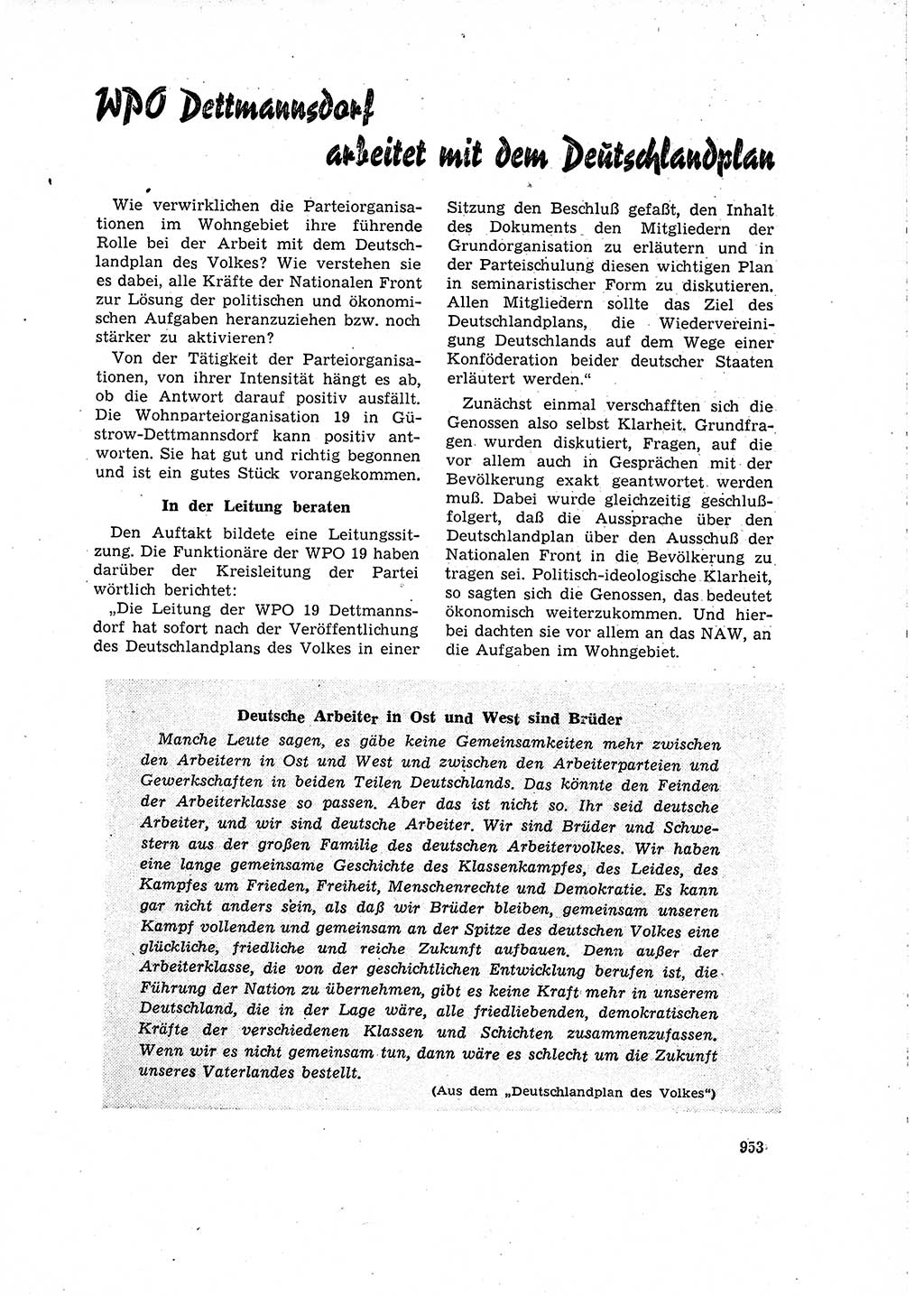 Neuer Weg (NW), Organ des Zentralkomitees (ZK) der SED (Sozialistische Einheitspartei Deutschlands) für Fragen des Parteilebens, 15. Jahrgang [Deutsche Demokratische Republik (DDR)] 1960, Seite 953 (NW ZK SED DDR 1960, S. 953)