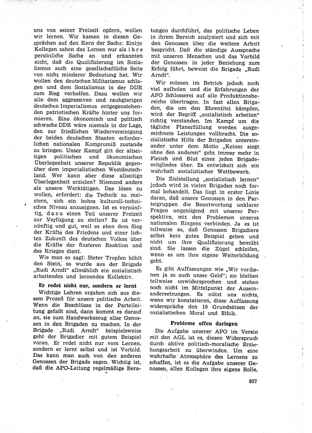 Neuer Weg (NW), Organ des Zentralkomitees (ZK) der SED (Sozialistische Einheitspartei Deutschlands) für Fragen des Parteilebens, 15. Jahrgang [Deutsche Demokratische Republik (DDR)] 1960, Seite 957 (NW ZK SED DDR 1960, S. 957)