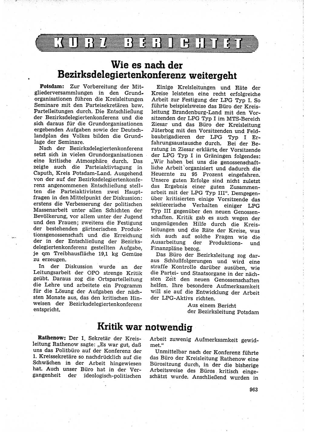 Neuer Weg (NW), Organ des Zentralkomitees (ZK) der SED (Sozialistische Einheitspartei Deutschlands) für Fragen des Parteilebens, 15. Jahrgang [Deutsche Demokratische Republik (DDR)] 1960, Seite 963 (NW ZK SED DDR 1960, S. 963)