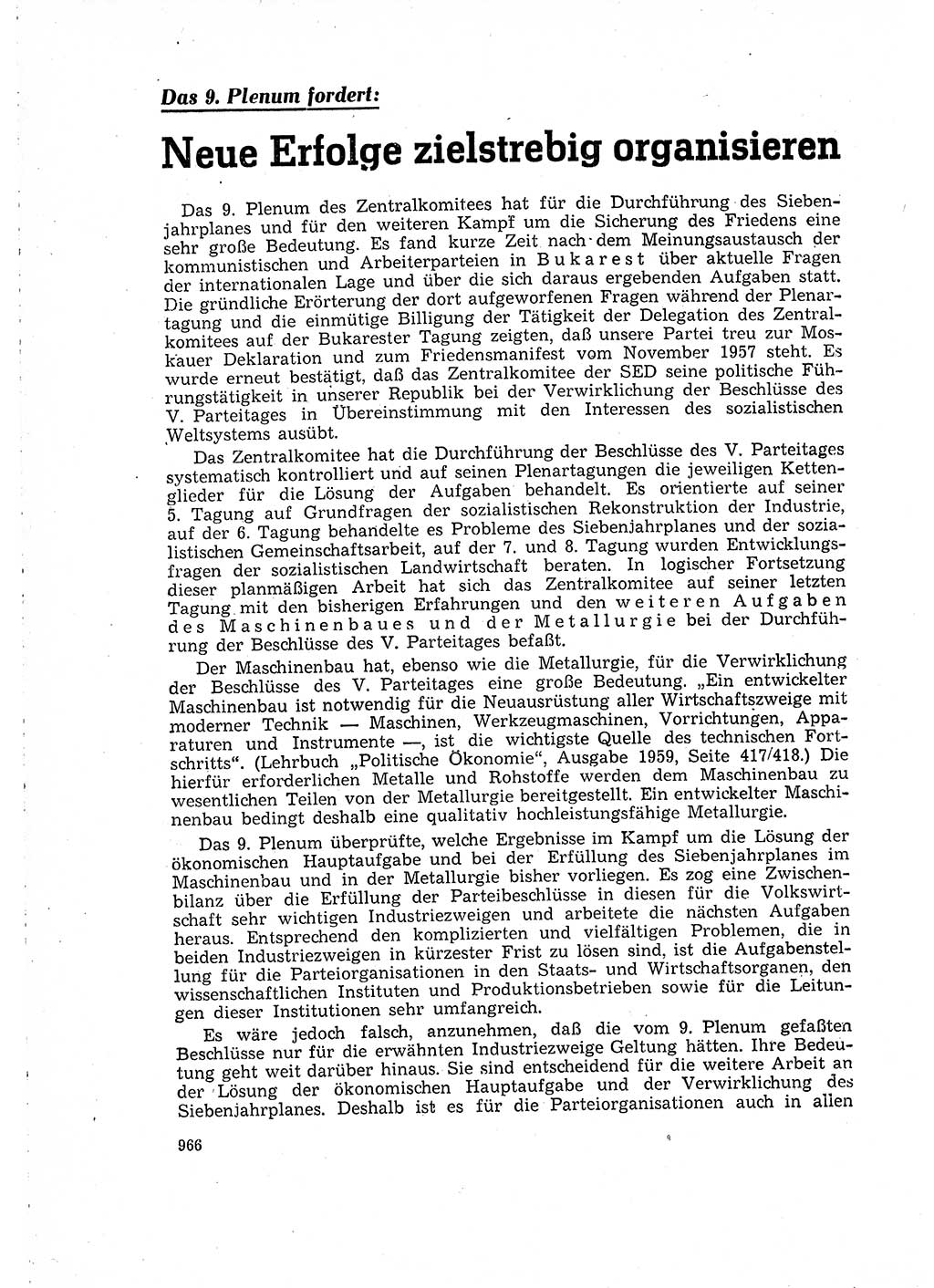 Neuer Weg (NW), Organ des Zentralkomitees (ZK) der SED (Sozialistische Einheitspartei Deutschlands) für Fragen des Parteilebens, 15. Jahrgang [Deutsche Demokratische Republik (DDR)] 1960, Seite 966 (NW ZK SED DDR 1960, S. 966)