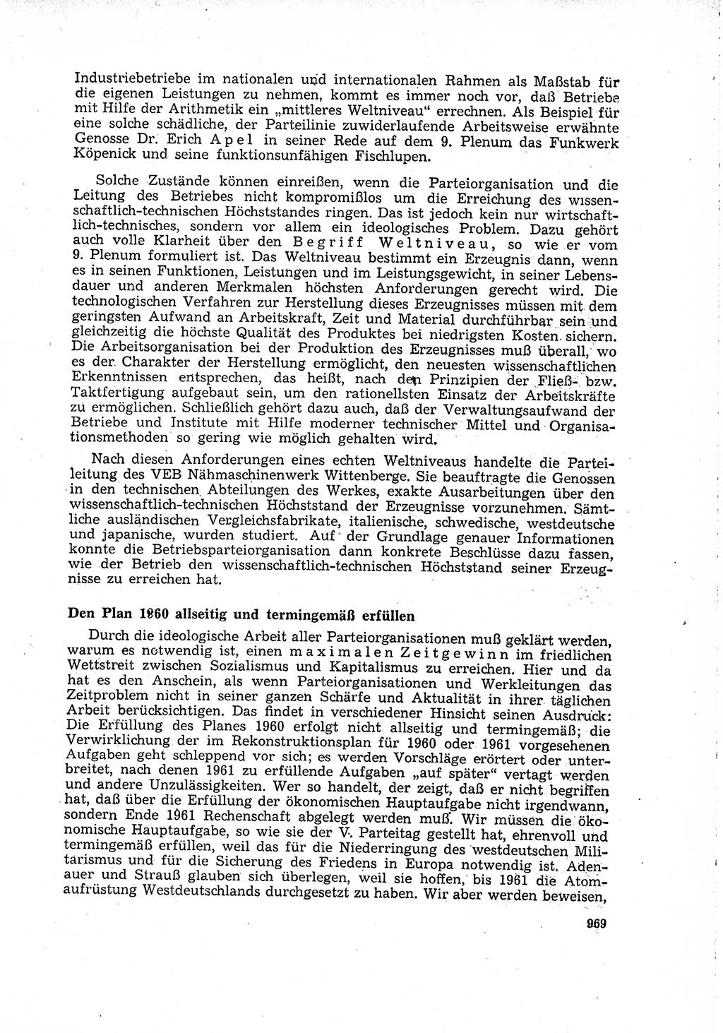 Neuer Weg (NW), Organ des Zentralkomitees (ZK) der SED (Sozialistische Einheitspartei Deutschlands) für Fragen des Parteilebens, 15. Jahrgang [Deutsche Demokratische Republik (DDR)] 1960, Seite 969 (NW ZK SED DDR 1960, S. 969)