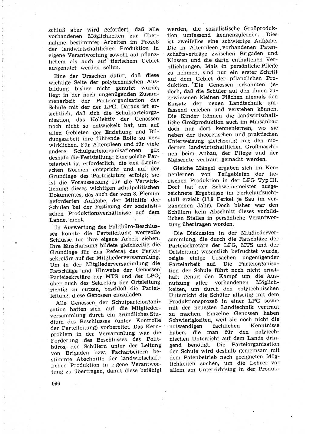 Neuer Weg (NW), Organ des Zentralkomitees (ZK) der SED (Sozialistische Einheitspartei Deutschlands) für Fragen des Parteilebens, 15. Jahrgang [Deutsche Demokratische Republik (DDR)] 1960, Seite 996 (NW ZK SED DDR 1960, S. 996)