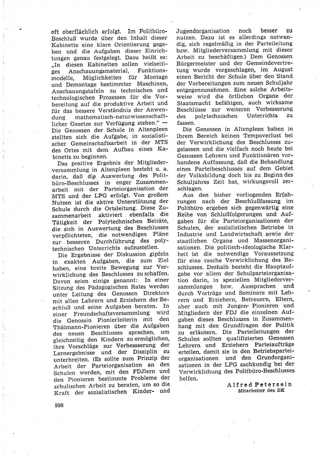 Neuer Weg (NW), Organ des Zentralkomitees (ZK) der SED (Sozialistische Einheitspartei Deutschlands) für Fragen des Parteilebens, 15. Jahrgang [Deutsche Demokratische Republik (DDR)] 1960, Seite 998 (NW ZK SED DDR 1960, S. 998)