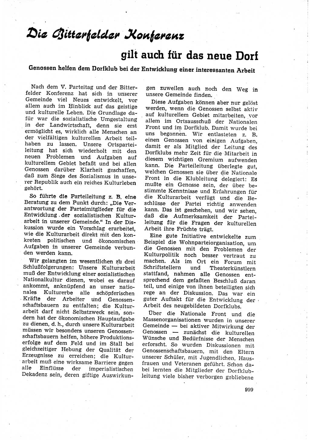 Neuer Weg (NW), Organ des Zentralkomitees (ZK) der SED (Sozialistische Einheitspartei Deutschlands) für Fragen des Parteilebens, 15. Jahrgang [Deutsche Demokratische Republik (DDR)] 1960, Seite 999 (NW ZK SED DDR 1960, S. 999)