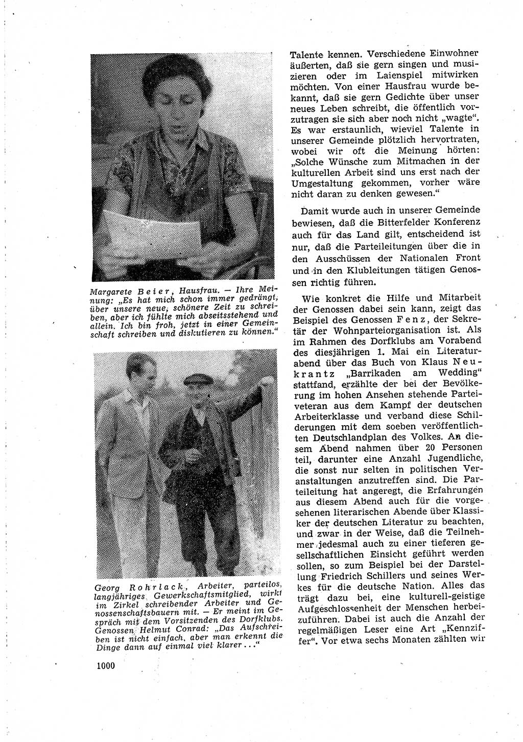 Neuer Weg (NW), Organ des Zentralkomitees (ZK) der SED (Sozialistische Einheitspartei Deutschlands) für Fragen des Parteilebens, 15. Jahrgang [Deutsche Demokratische Republik (DDR)] 1960, Seite 1000 (NW ZK SED DDR 1960, S. 1000)