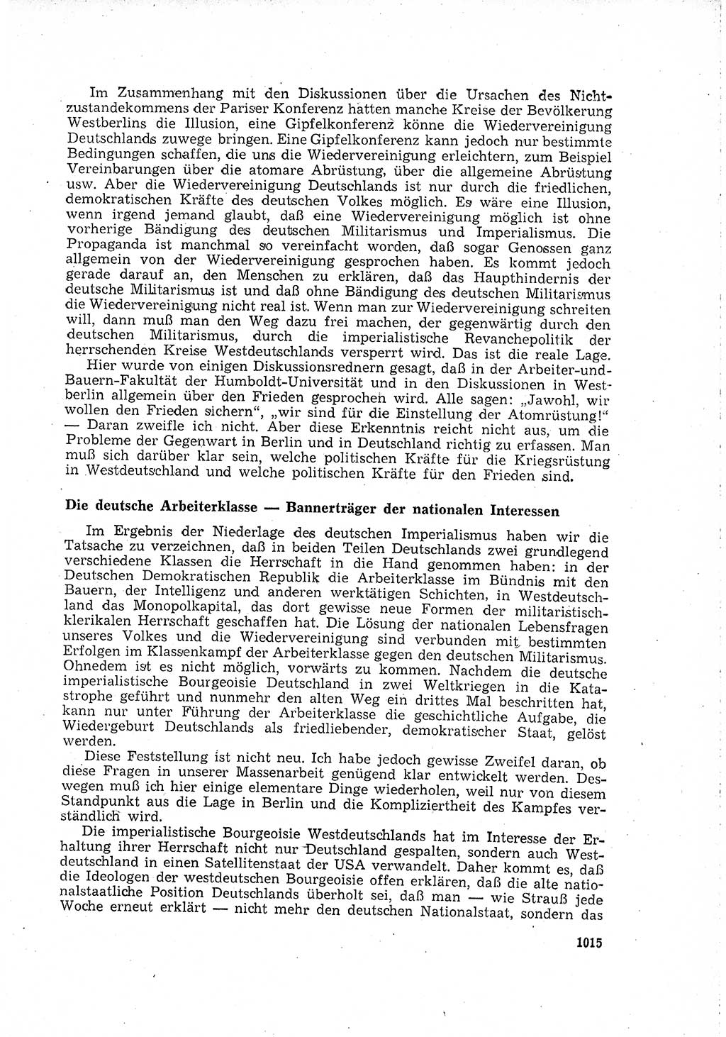 Neuer Weg (NW), Organ des Zentralkomitees (ZK) der SED (Sozialistische Einheitspartei Deutschlands) für Fragen des Parteilebens, 15. Jahrgang [Deutsche Demokratische Republik (DDR)] 1960, Seite 1015 (NW ZK SED DDR 1960, S. 1015)