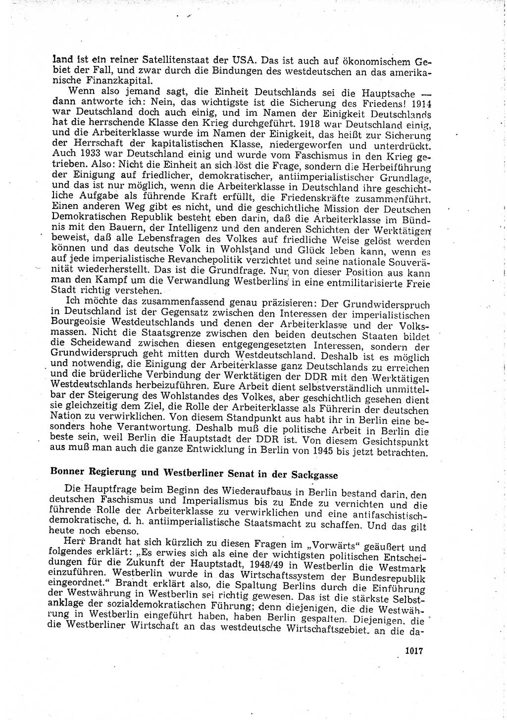 Neuer Weg (NW), Organ des Zentralkomitees (ZK) der SED (Sozialistische Einheitspartei Deutschlands) für Fragen des Parteilebens, 15. Jahrgang [Deutsche Demokratische Republik (DDR)] 1960, Seite 1017 (NW ZK SED DDR 1960, S. 1017)