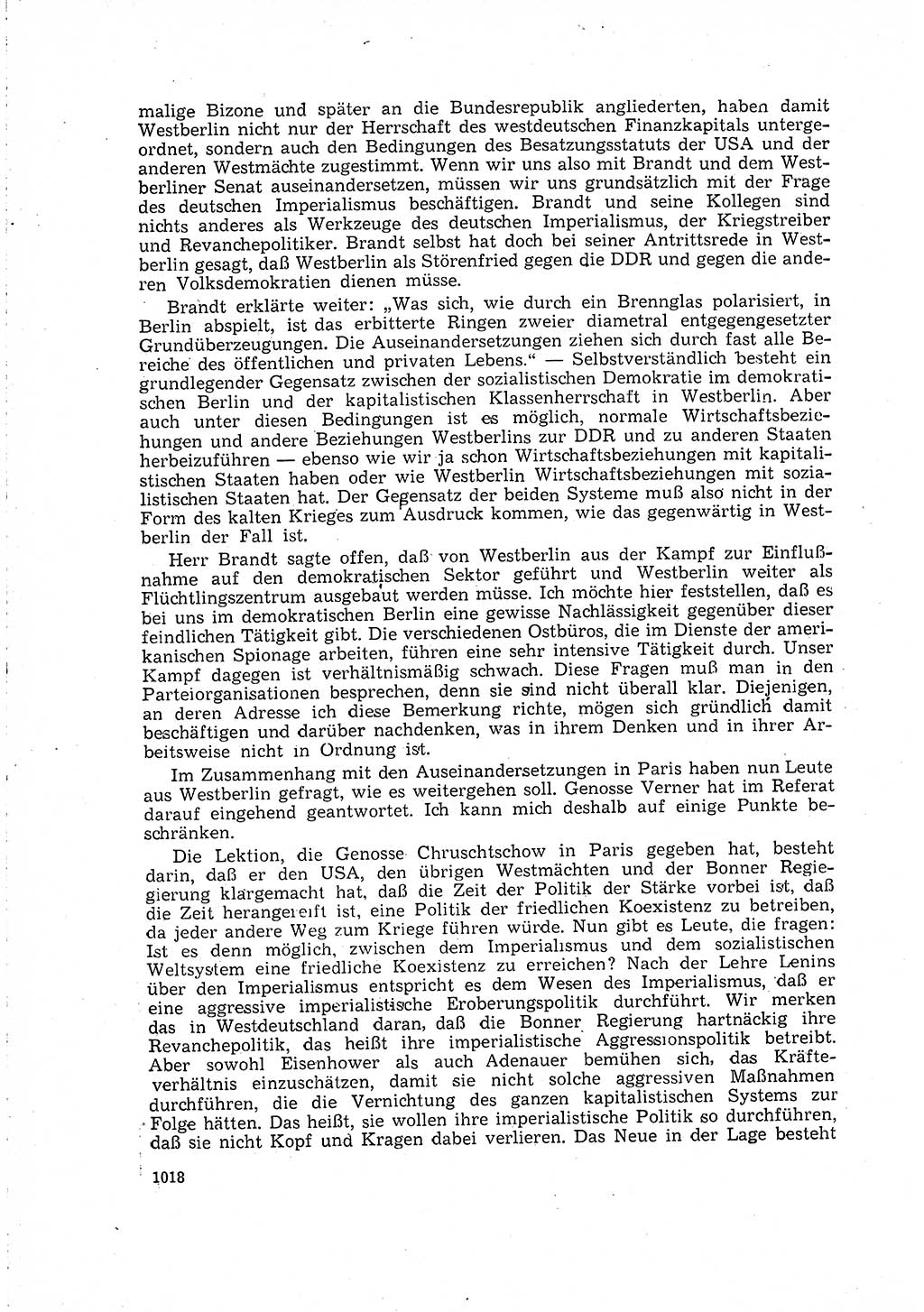 Neuer Weg (NW), Organ des Zentralkomitees (ZK) der SED (Sozialistische Einheitspartei Deutschlands) für Fragen des Parteilebens, 15. Jahrgang [Deutsche Demokratische Republik (DDR)] 1960, Seite 1018 (NW ZK SED DDR 1960, S. 1018)