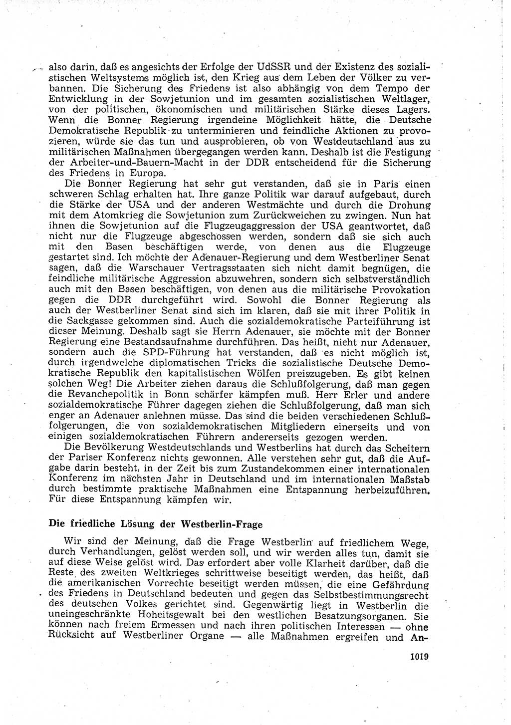 Neuer Weg (NW), Organ des Zentralkomitees (ZK) der SED (Sozialistische Einheitspartei Deutschlands) für Fragen des Parteilebens, 15. Jahrgang [Deutsche Demokratische Republik (DDR)] 1960, Seite 1019 (NW ZK SED DDR 1960, S. 1019)